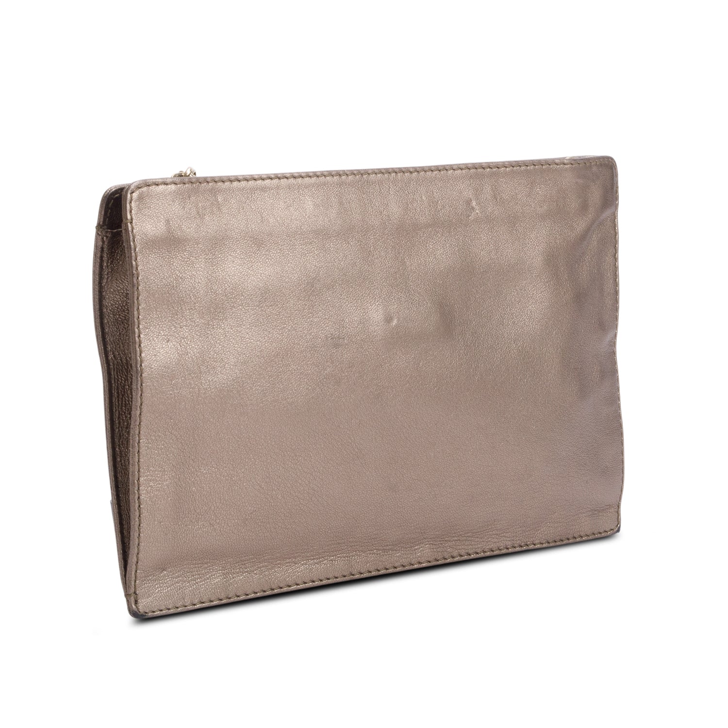 Versace Gold Metallic Leather Vanitas Tassel Clutch