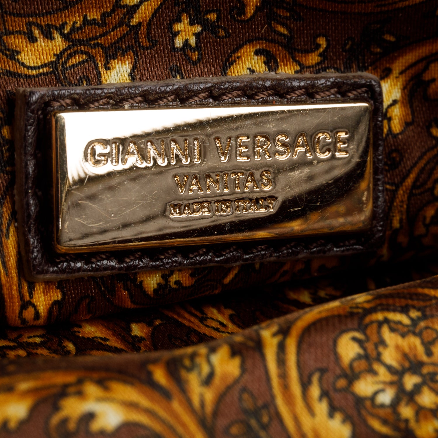 Versace Gold Metallic Leather Vanitas Tassel Clutch