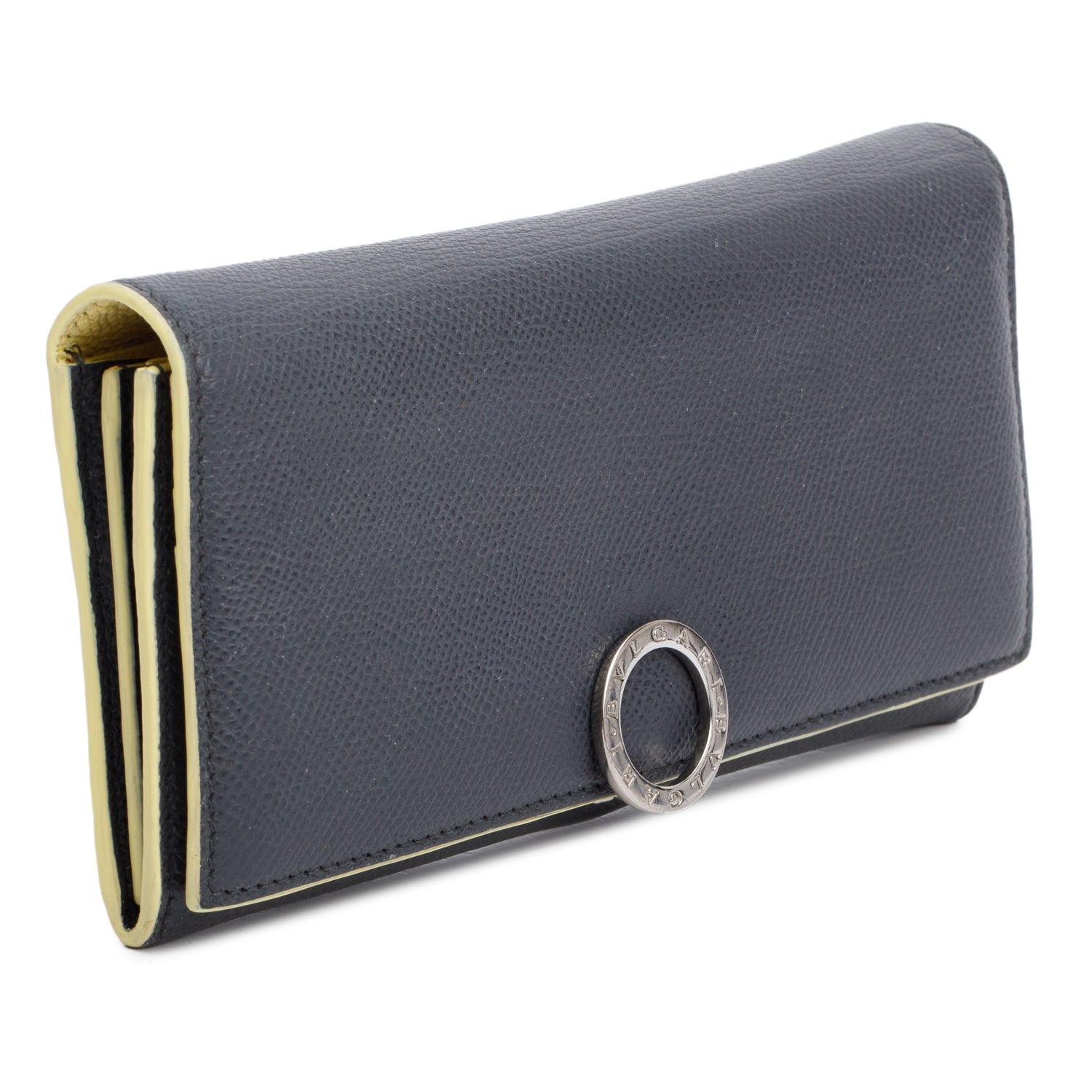 BVLGARI Grey Calfskin Leather Continental Wallet