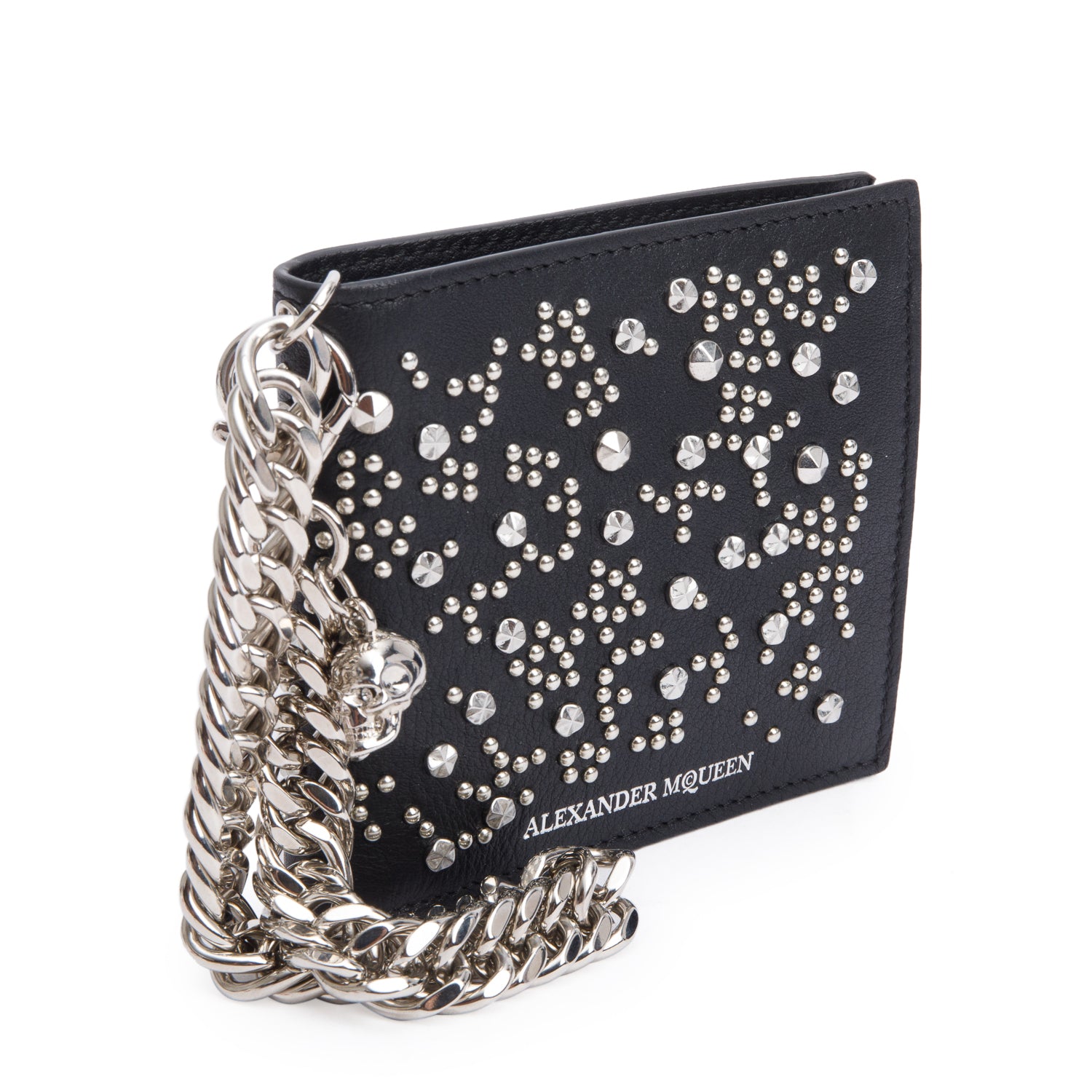 Alexander McQueen Black Leather Studded Bi-Fold Wallet