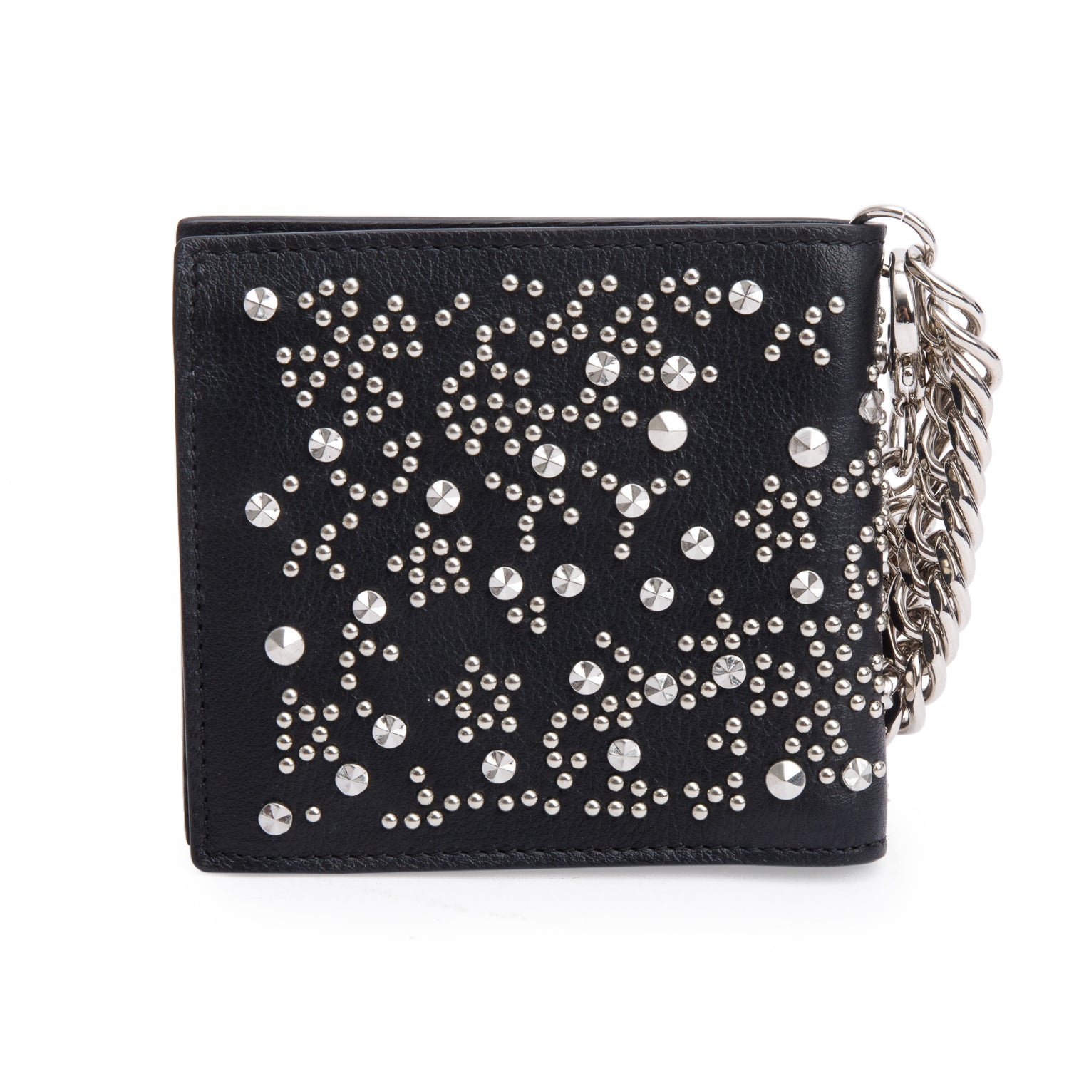 Alexander McQueen Black Leather Studded Bi-Fold Wallet