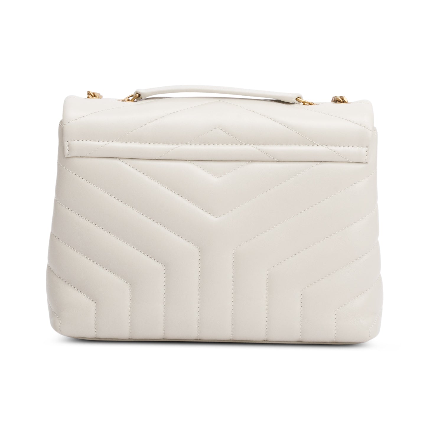 Saint Laurent 2021 White Quilted Leather Small Loulou Shoulder Bag