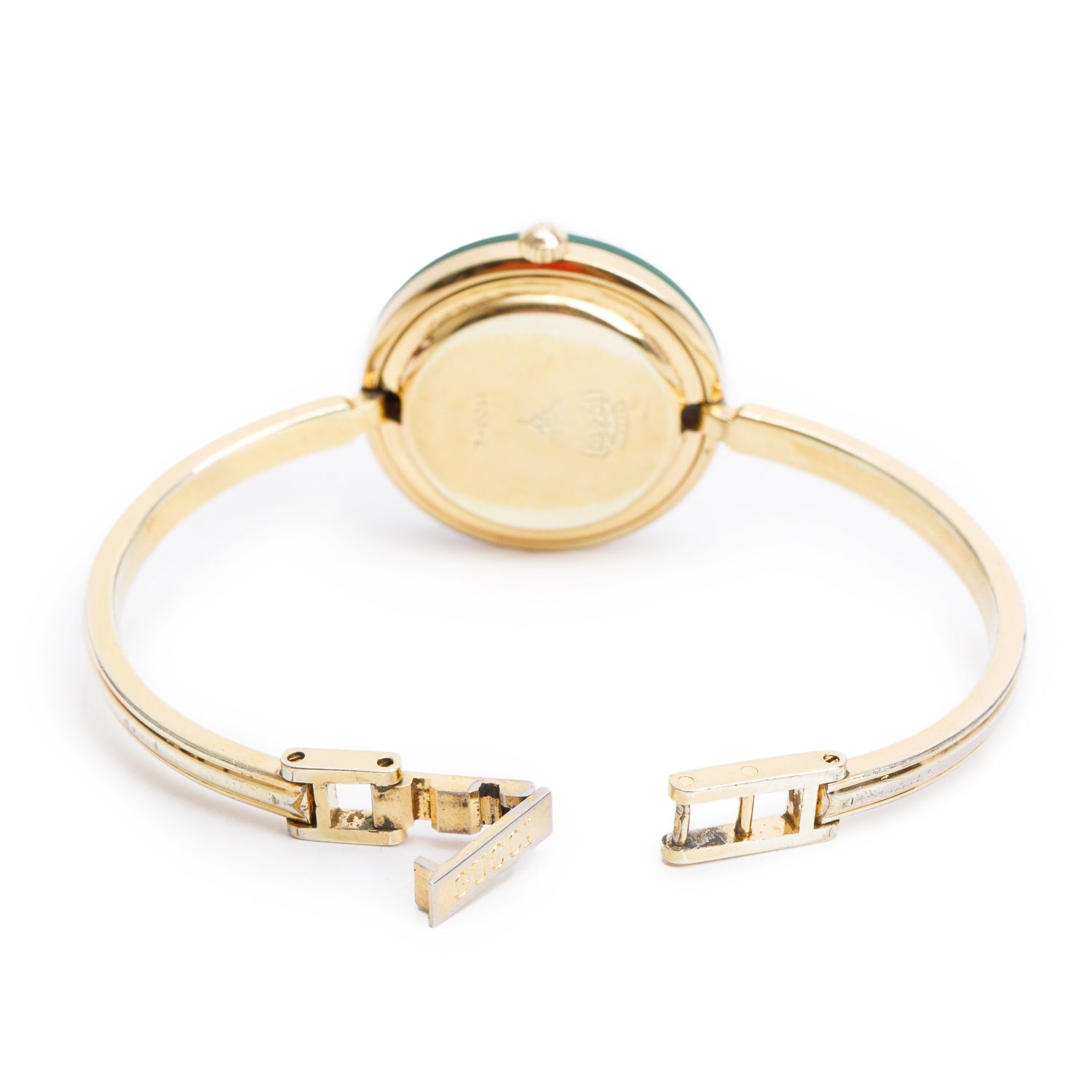 Gucci Gold Plated Stainless Steel 1100 Series 26MM Watch w/ Box & 12 Multicolour Interchangeable Bezels