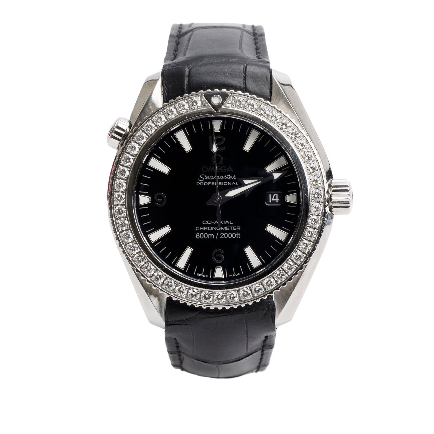 Omega Stainless Steel Diamond Bezel Seamaster Planet Ocean 600M 42 MM Watch w/ Box & Papers