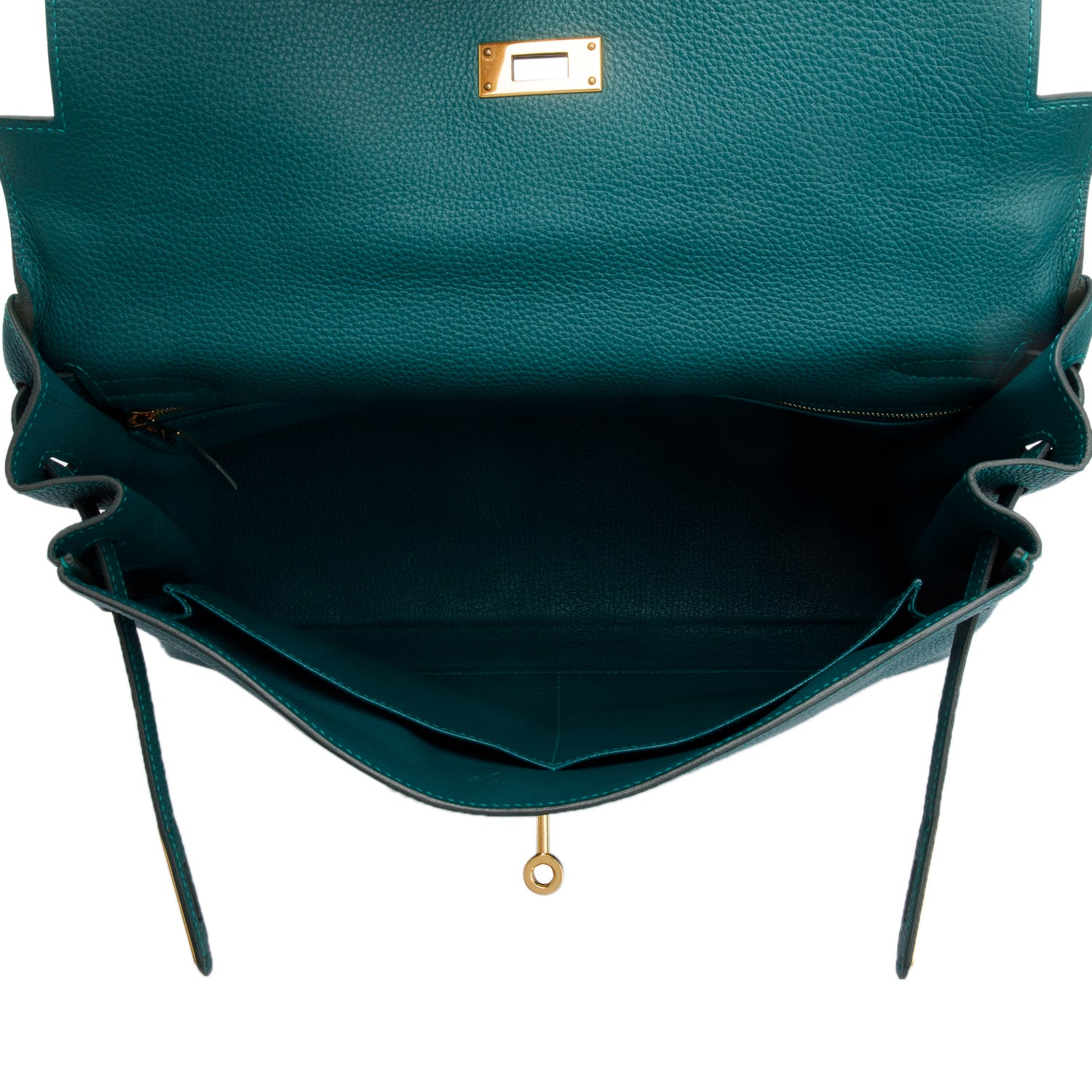 Hermes Malachite Togo Kelly Retourne 35 w/ Strap & Box