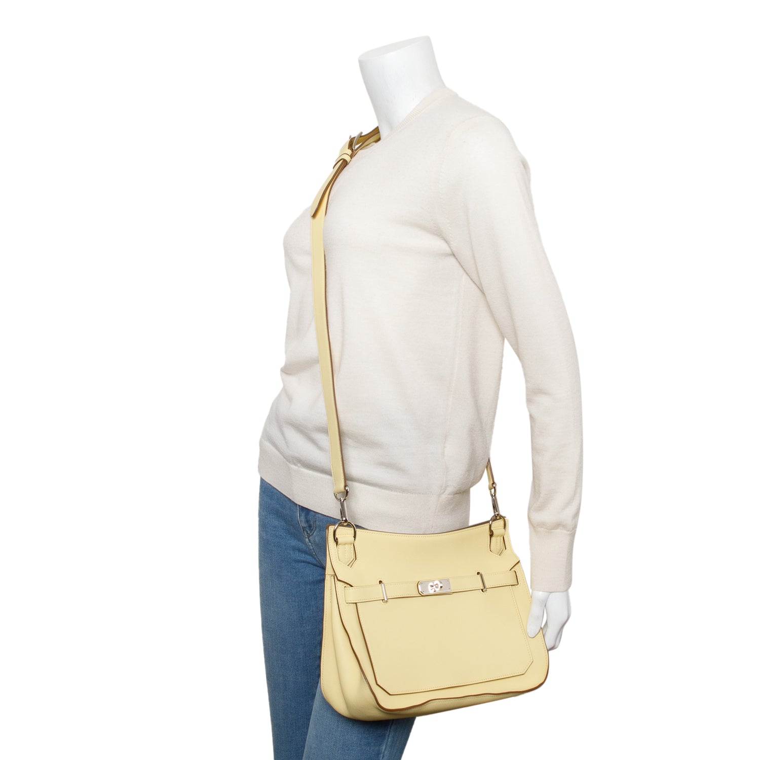 Hermes Jaune Poussin Swift Leather Jypsiere 28 w/ Strap & Box