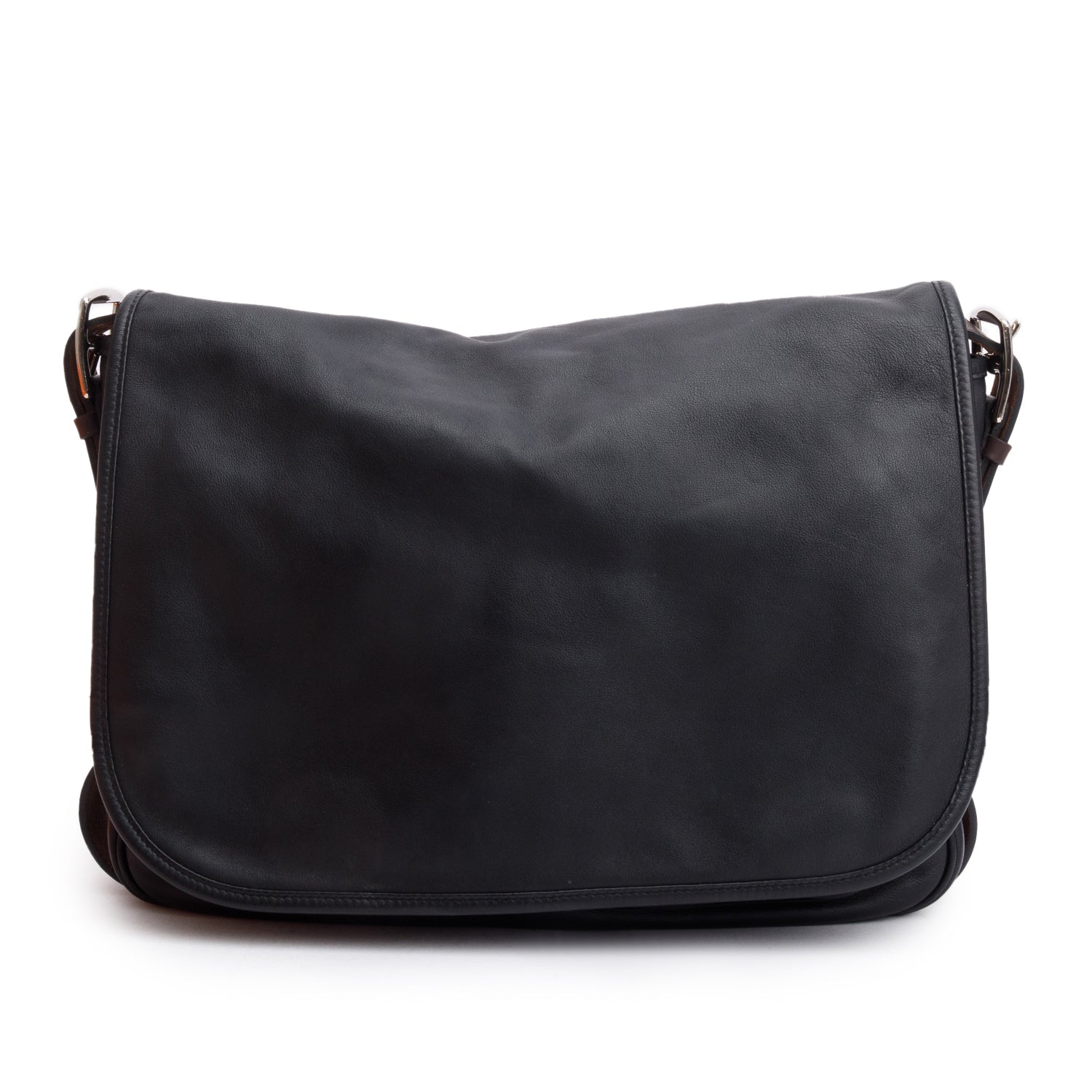 Hermes Noir Sikkim Leather Barda 35 w/ Box