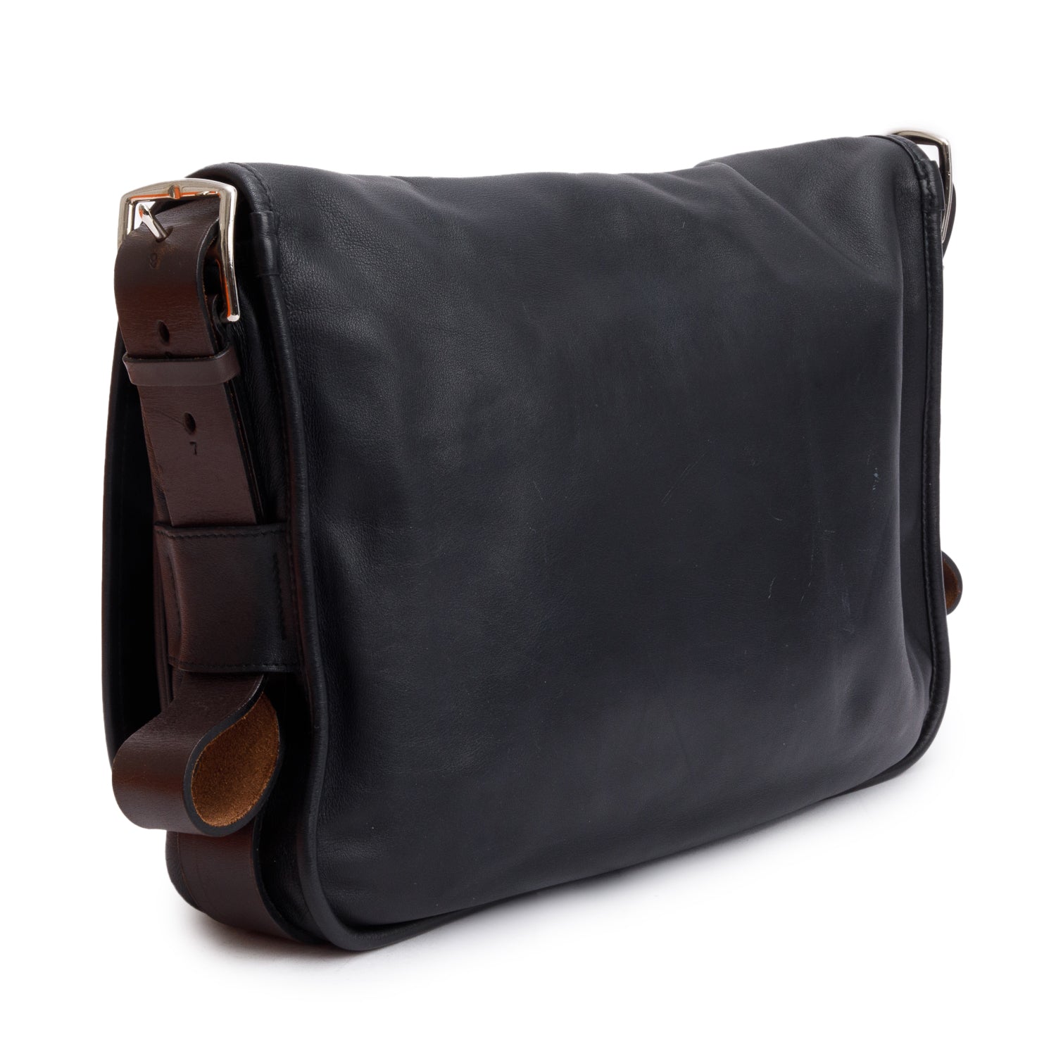 Hermes Noir Sikkim Leather Barda 35 w/ Box