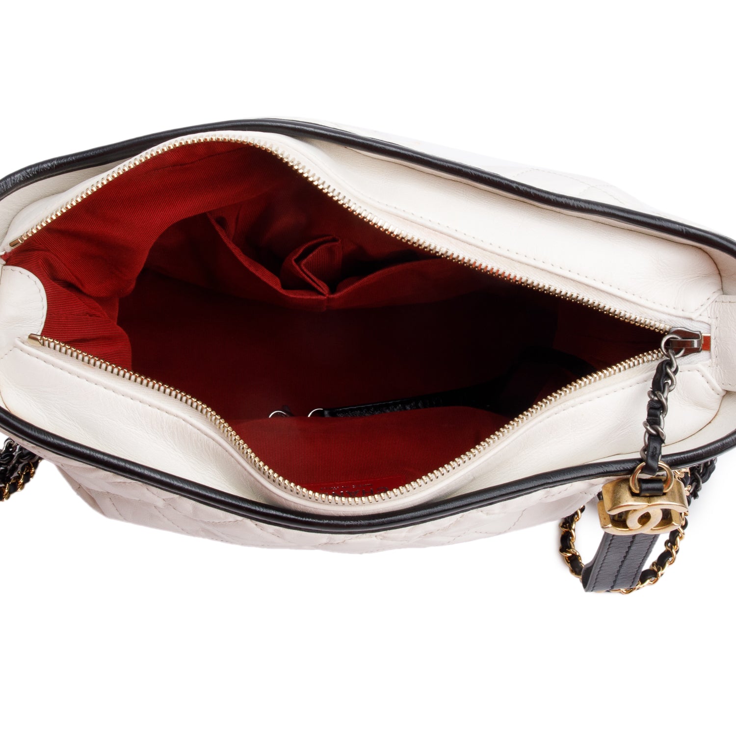 Chanel Black & White Aged Calfskin Leather Medium Gabrielle Hobo w/ Box & Authenticity Card