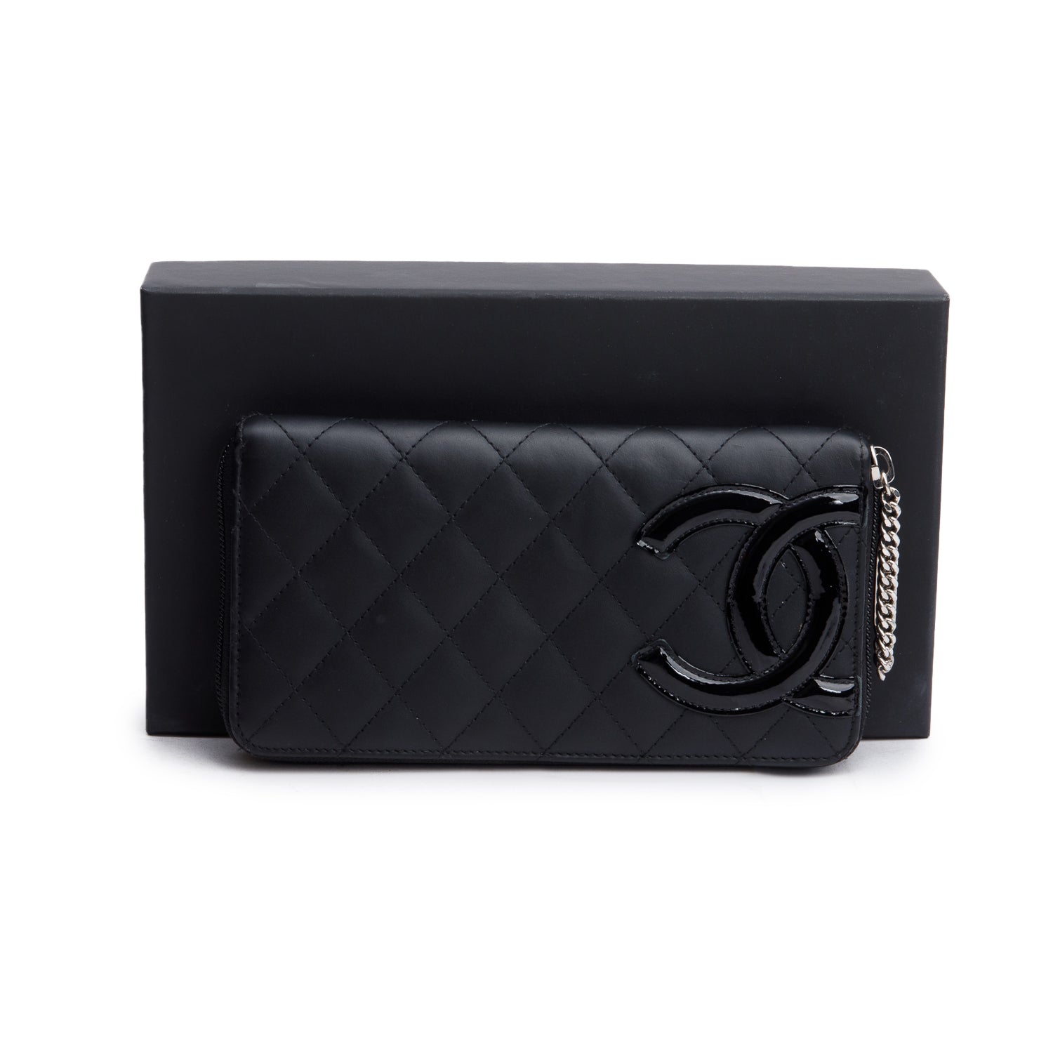 Chanel Black Calfskin Leather Cambon Yen Wallet w/ Box, Receipt & Authenticity Card