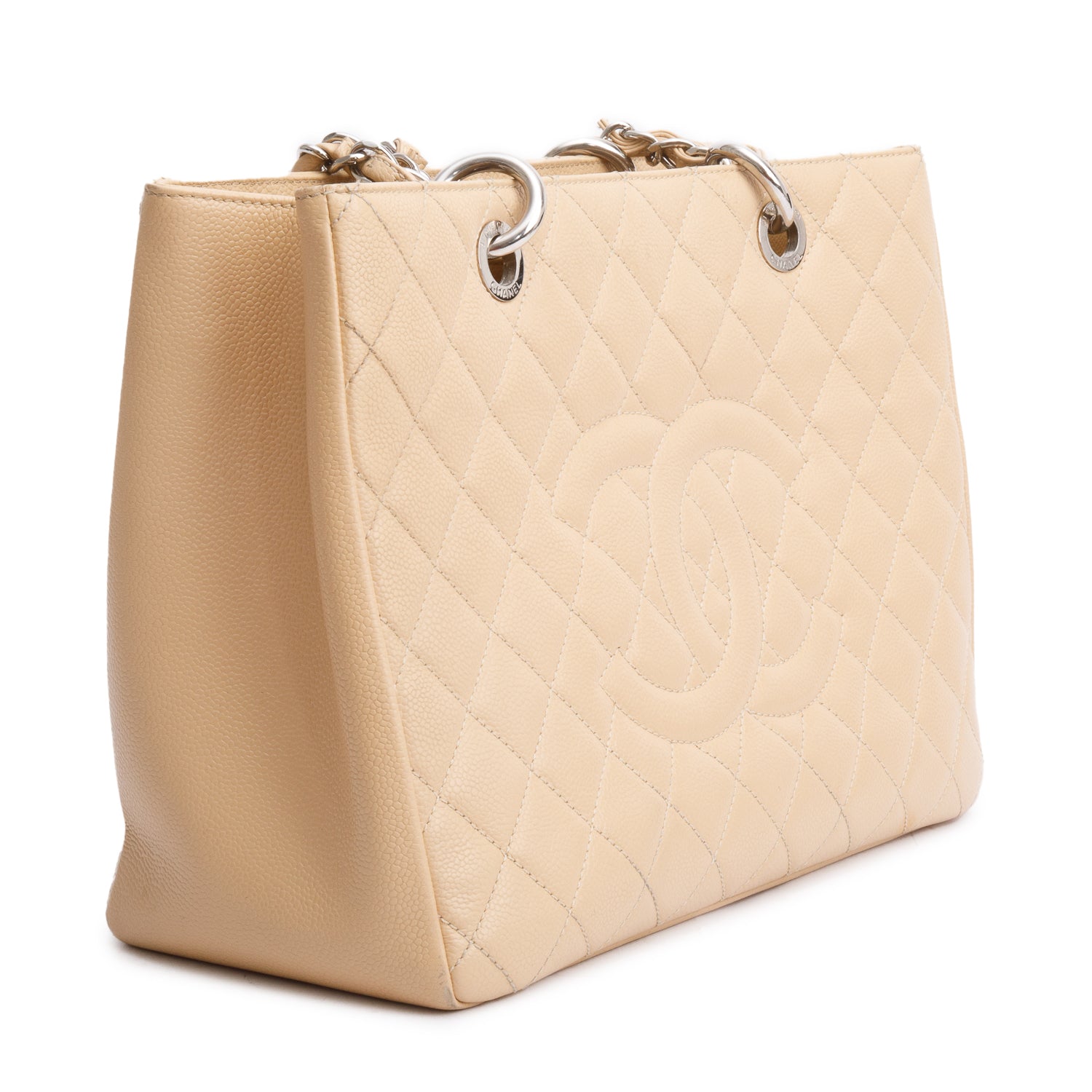 Chanel Beige Caviar Leather Grand Shopping Tote (GST) w/ Box & Receipt