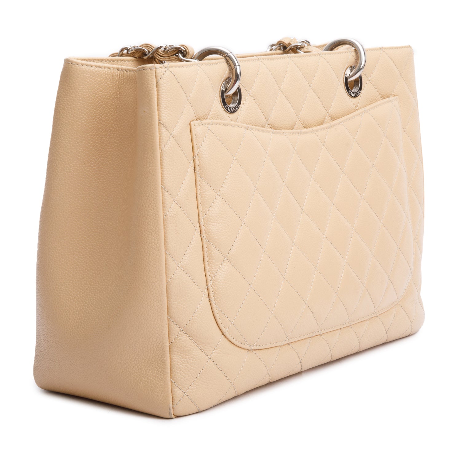 Chanel Beige Caviar Leather Grand Shopping Tote (GST) w/ Box & Receipt