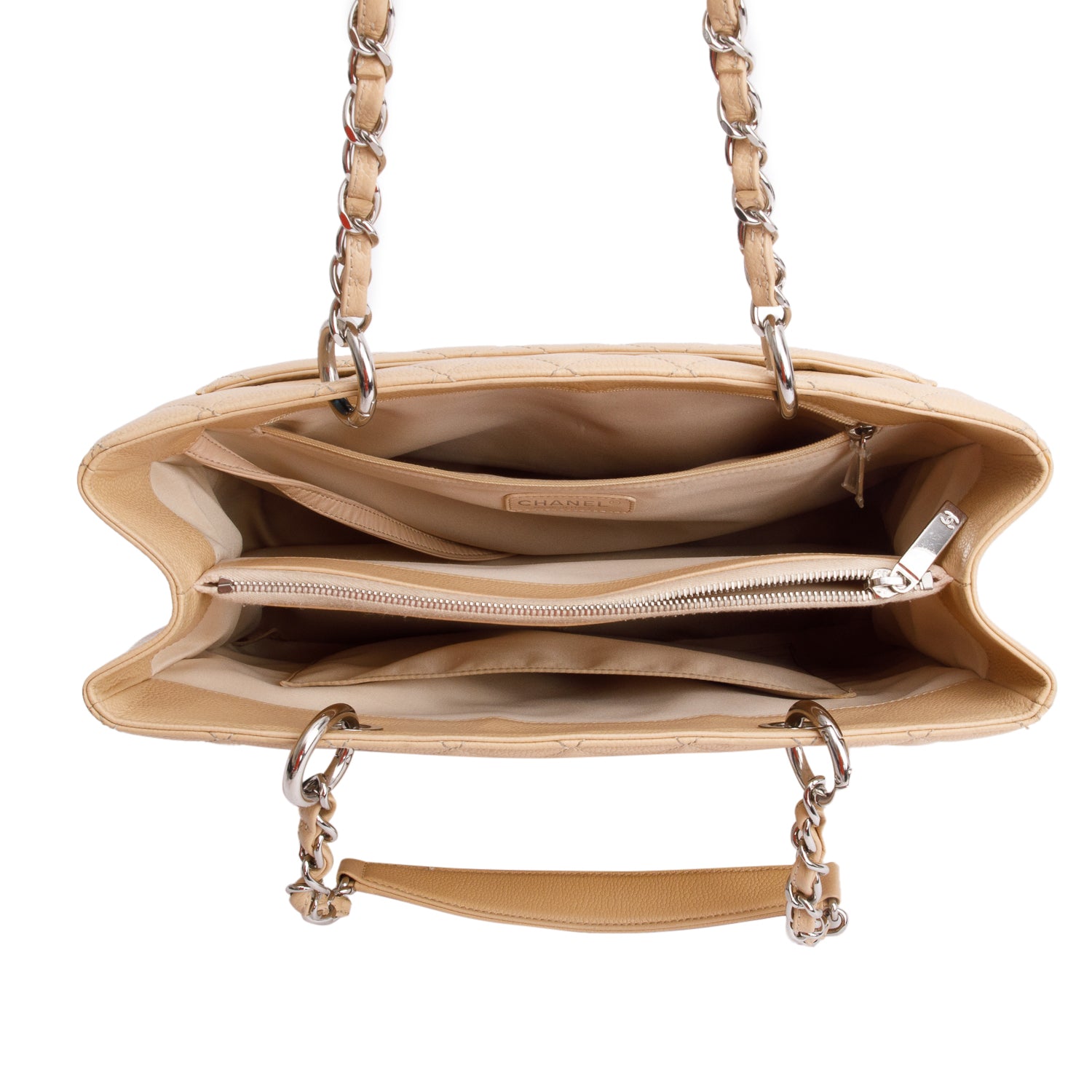 Chanel Beige Caviar Leather Grand Shopping Tote (GST) w/ Box & Receipt