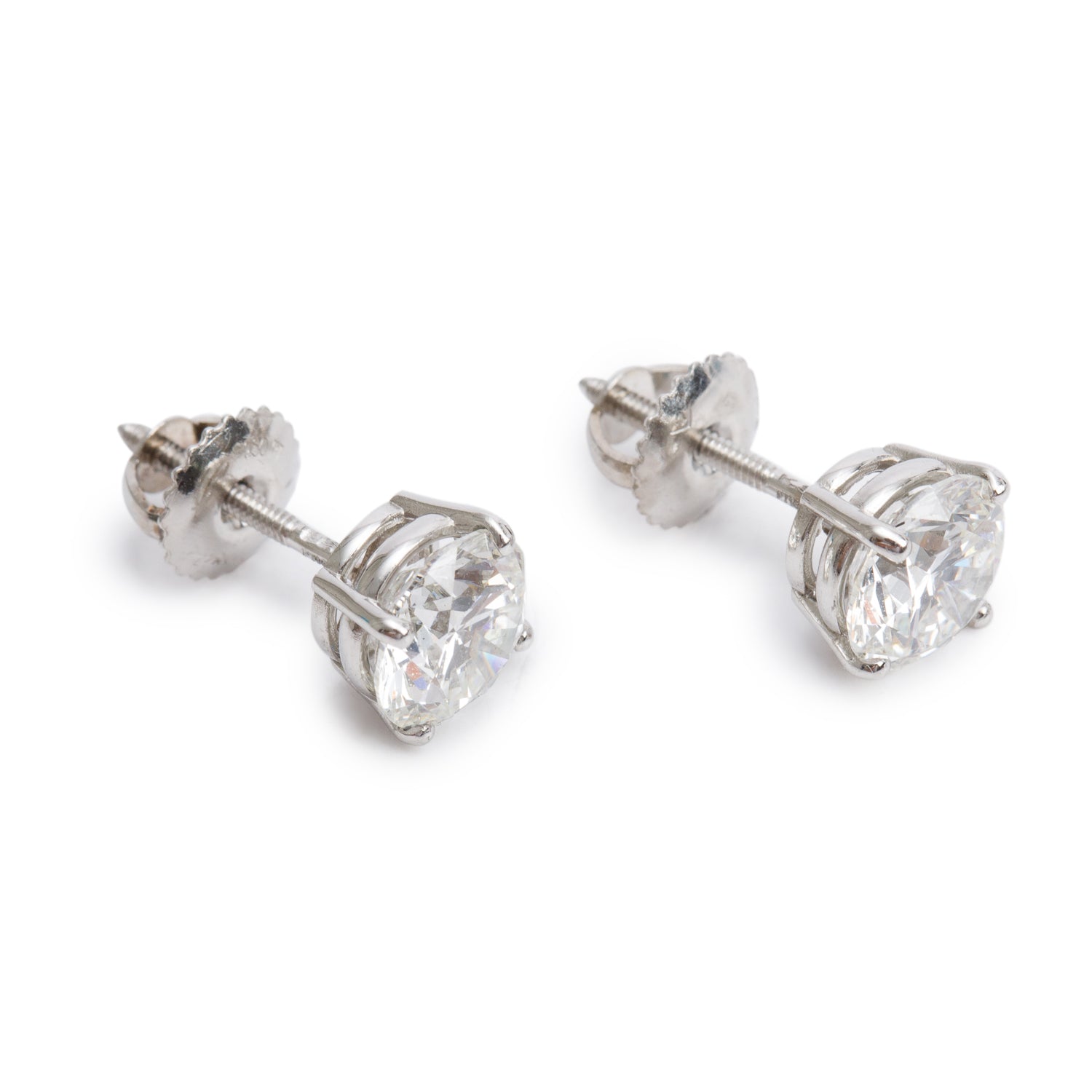 Platinum 2.60 tcw. Diamond Stud Earrings w/ GIA Diamond Certificates