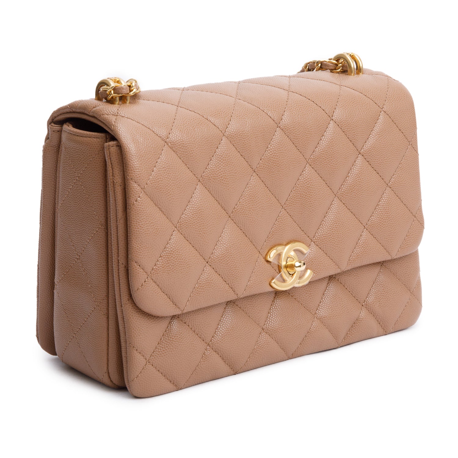 Chanel Brown Caviar Leather Small Coco First Flap Bag w/ Box