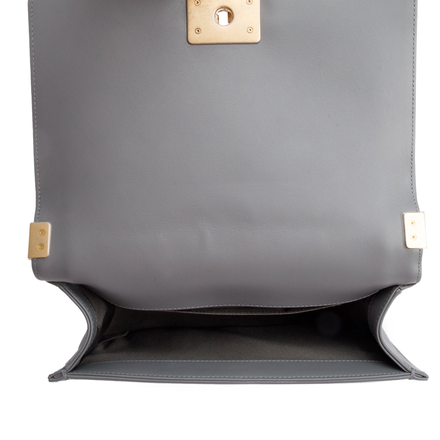 Chanel Grey Quilted Lambskin Leather Medium Boy Bag