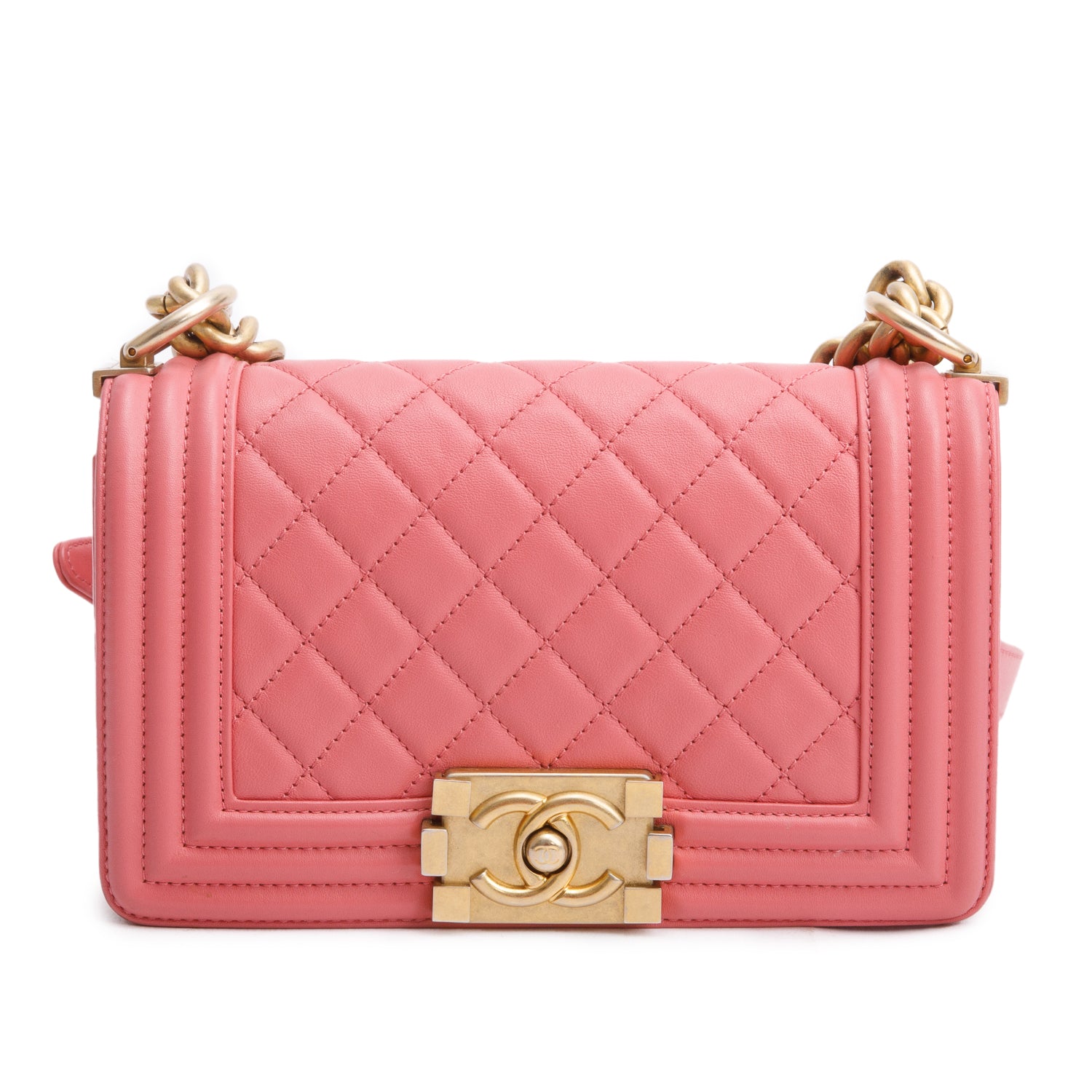 Chanel Pink Lambskin Leather Small Boy Bag