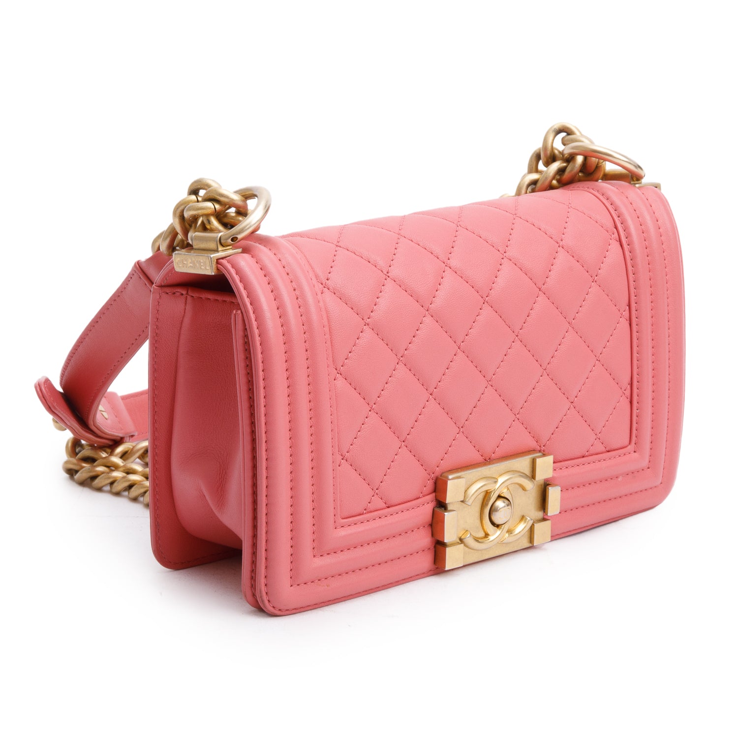 Chanel Pink Lambskin Leather Small Boy Bag