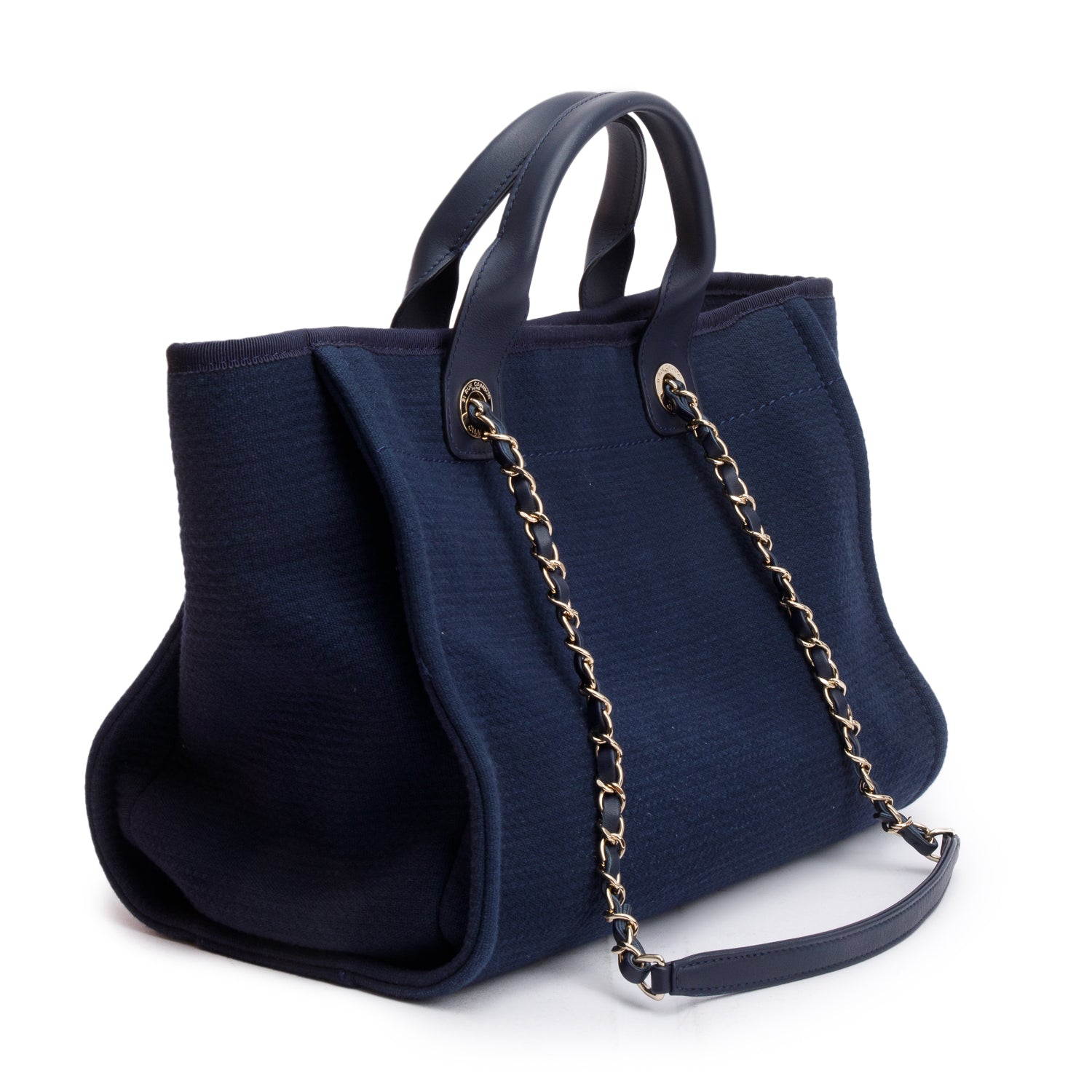 Chanel Navy Mixed Fibers Small Deauville Tote w/ Pouch
