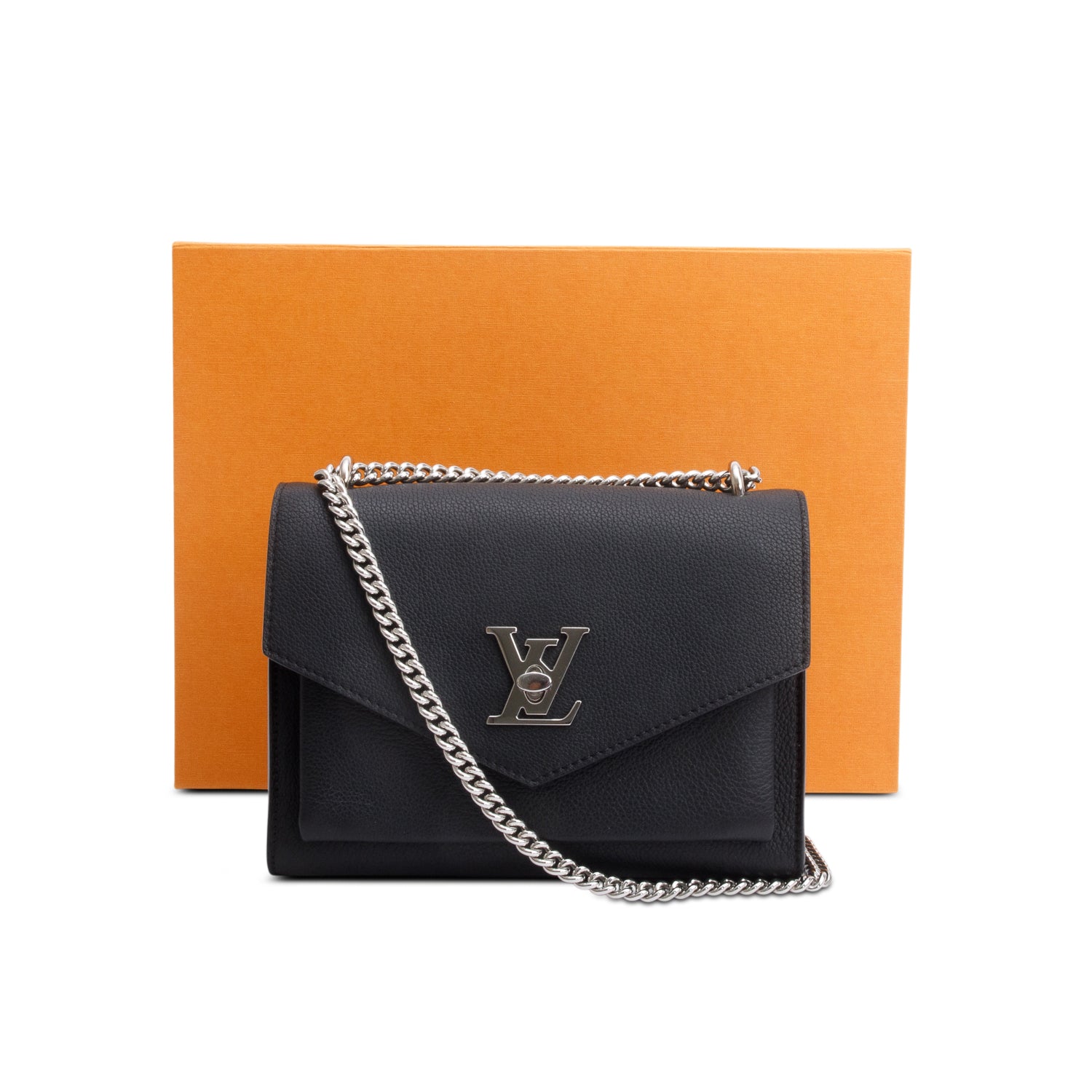 Louis Vuitton Black Soft Calf Leather MyLockMe Chain Bag w/ Box