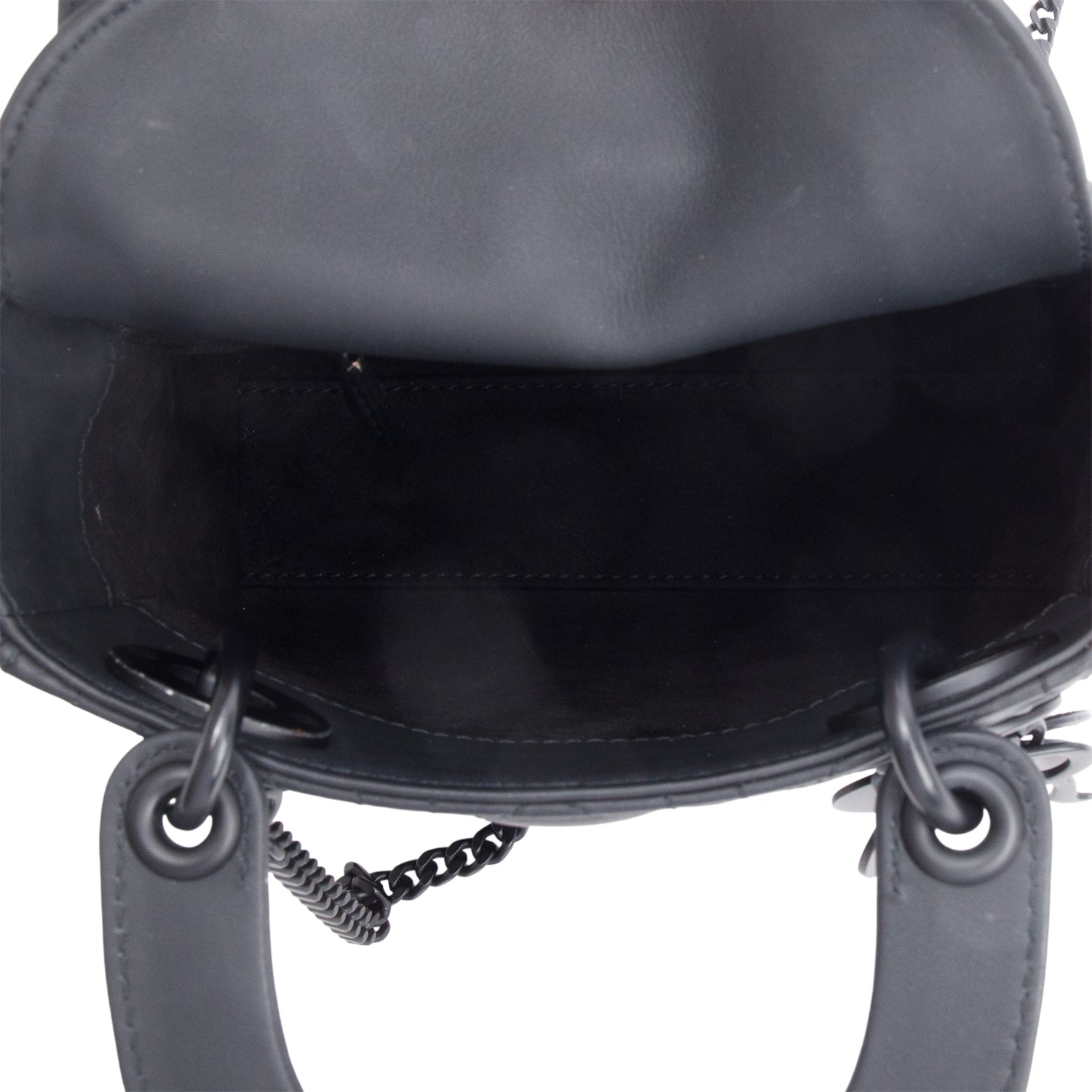 Christian Dior 2020 Black Ultramatte Cannage Leather Mini Lady Dior Bag w/ Strap, Box & Authenticity Card