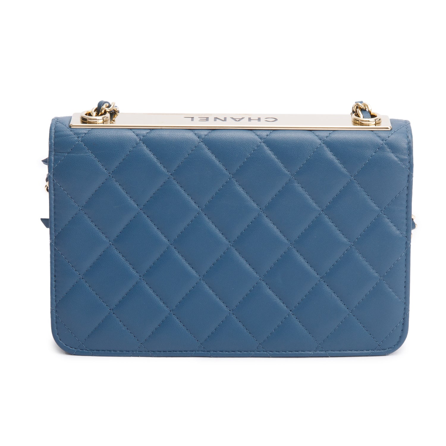 Chanel Blue Lambskin Leather Trendy CC Wallet on Chain w/ Box