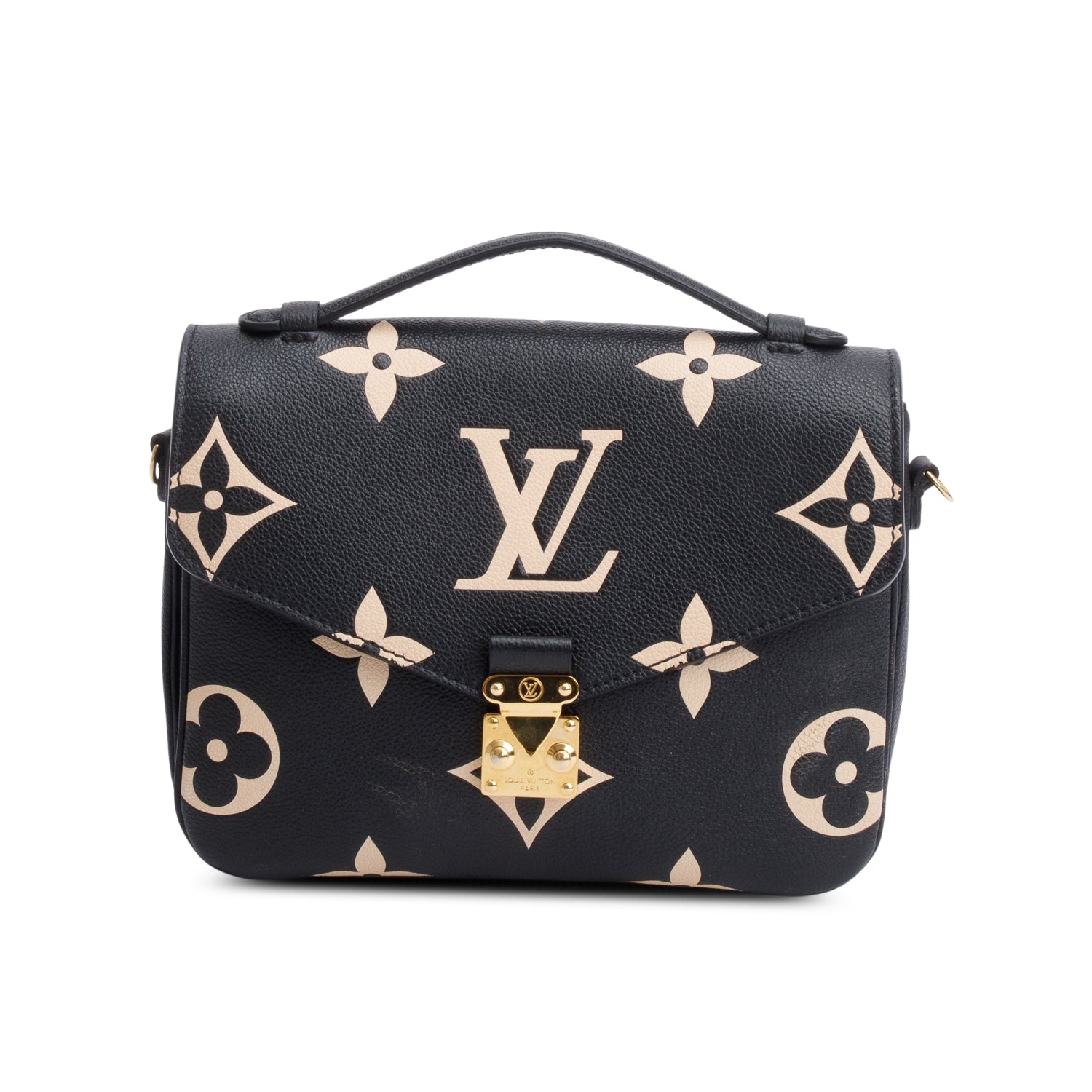 Louis Vuitton Black/Beige Bicolor Monogram Empreinte Leather Pochette Metis w/ Strap