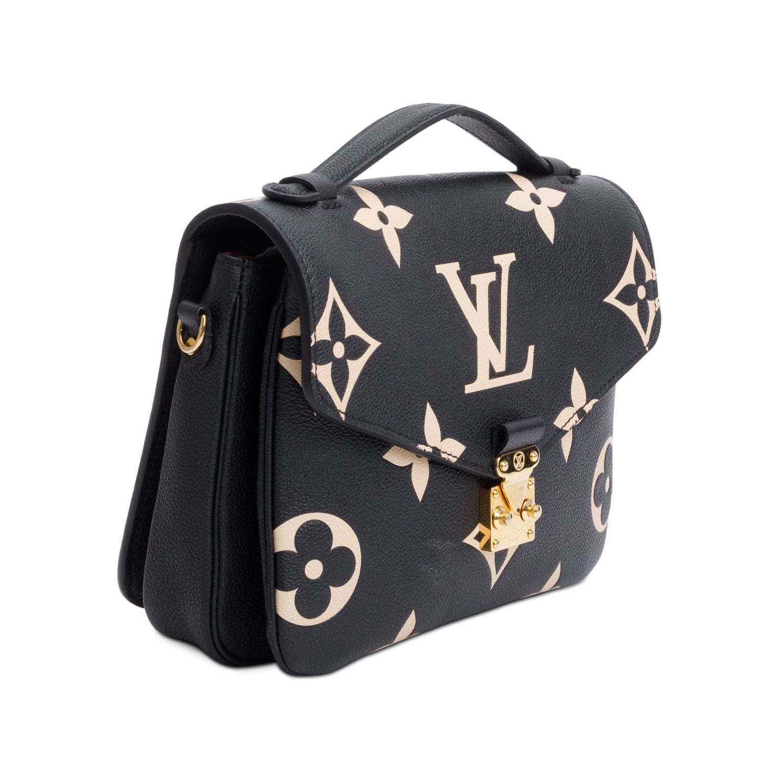 Louis Vuitton Black/Beige Bicolor Monogram Empreinte Leather Pochette Metis w/ Strap