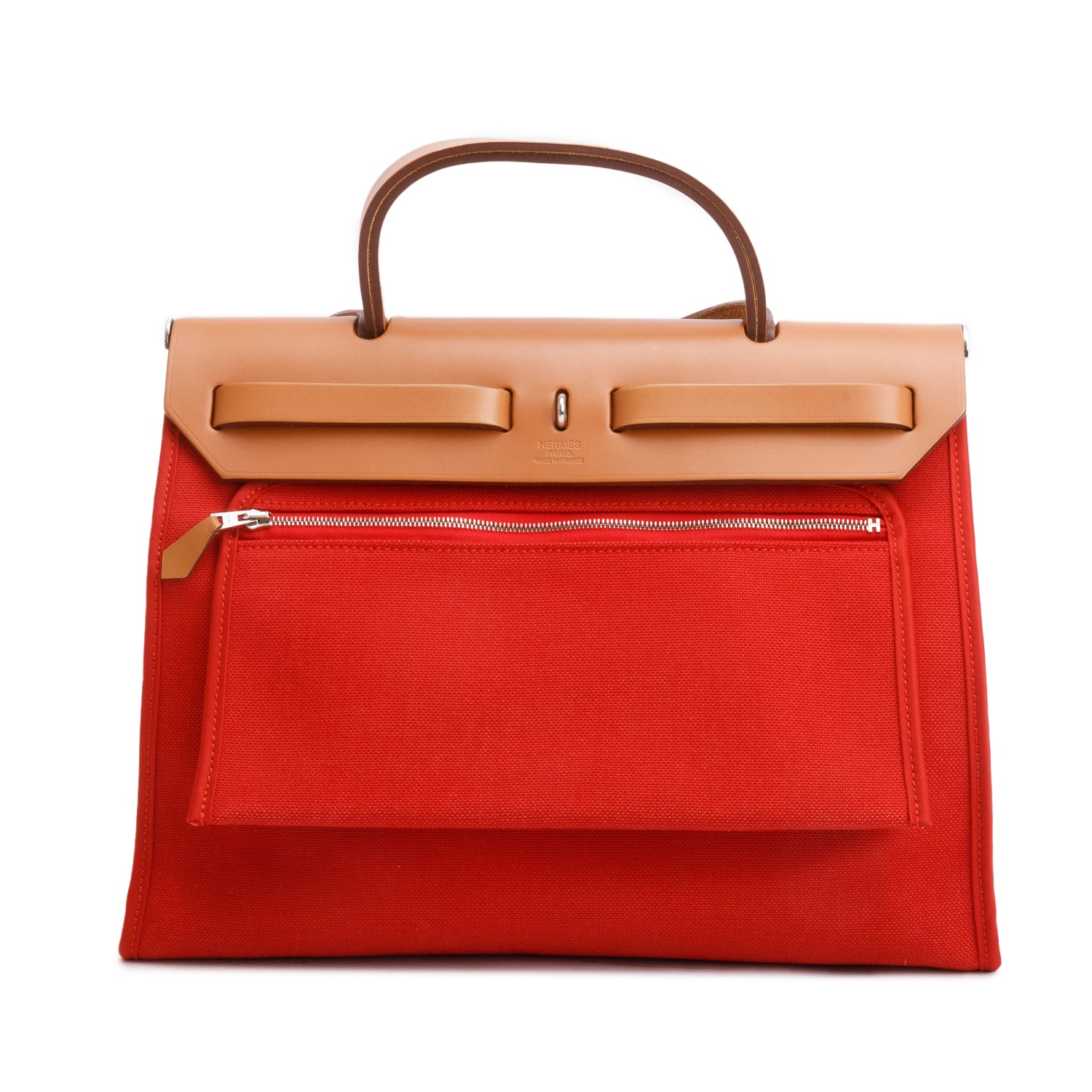 Hermes Rouge Garance Toile H Vache Hunter Herbag Zip 31 w/ Pouch