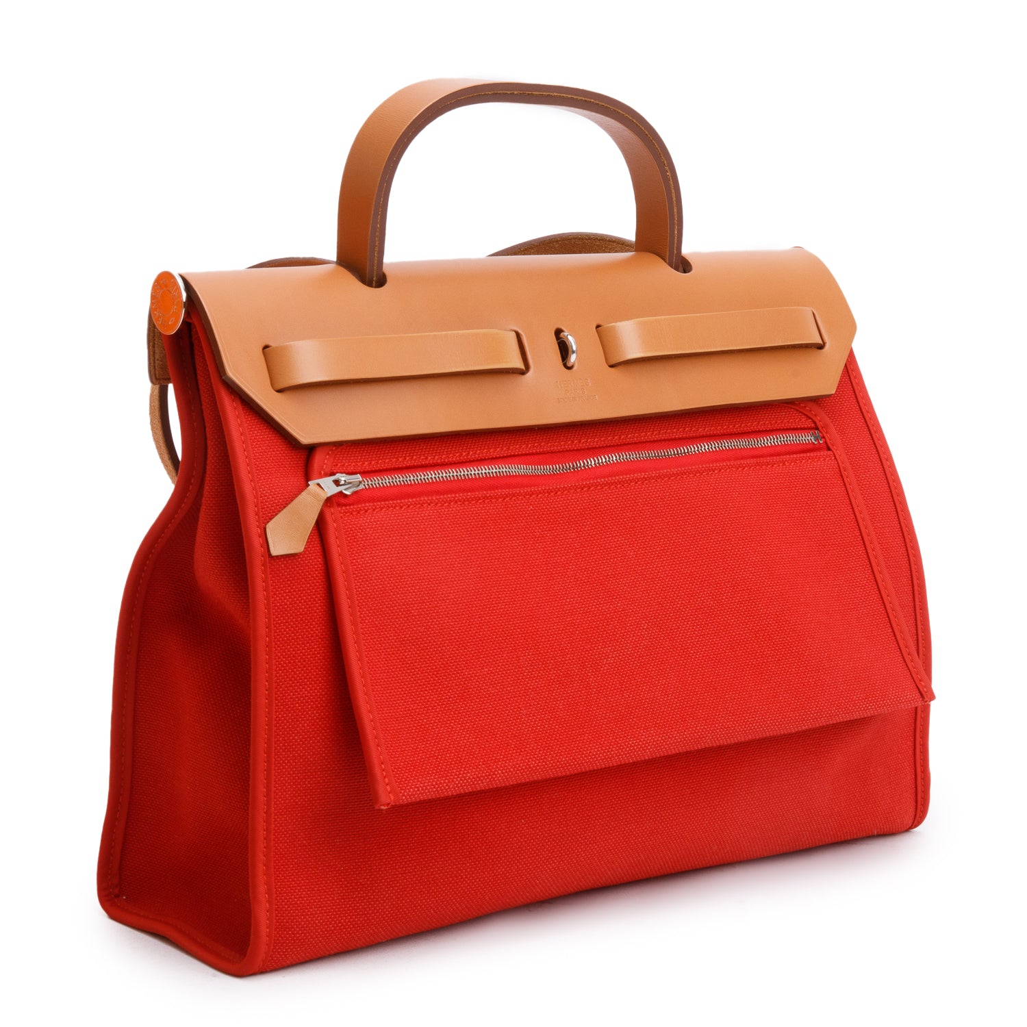 Hermes Rouge Garance Toile H Vache Hunter Herbag Zip 31 w/ Pouch
