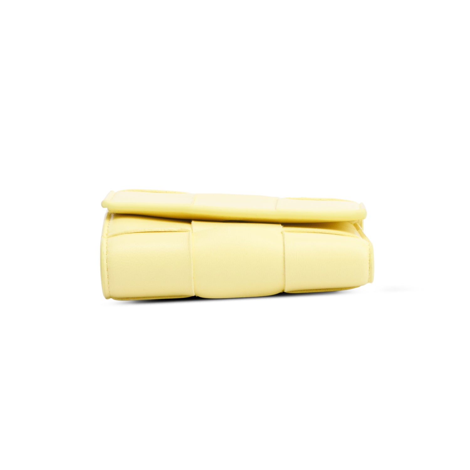 Bottega Veneta Yellow Intreccio Nappa Leather Cassette Tri-Fold Zip Wallet w/ Box