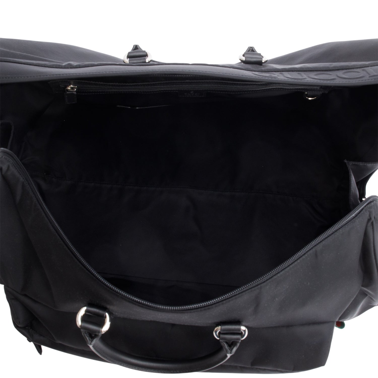 Gucci Black Nylon Web Large Duffle Bag w/ Strap