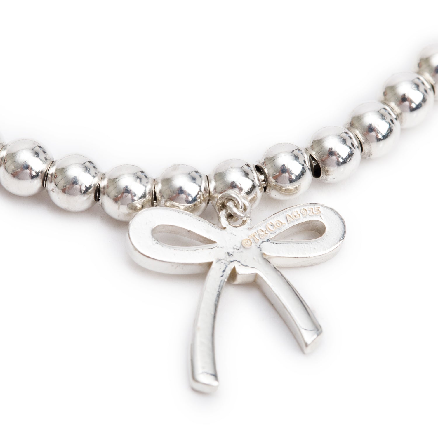 Tiffany & Co. Sterling Silver Mini Bow 4 MM Bead Bracelet