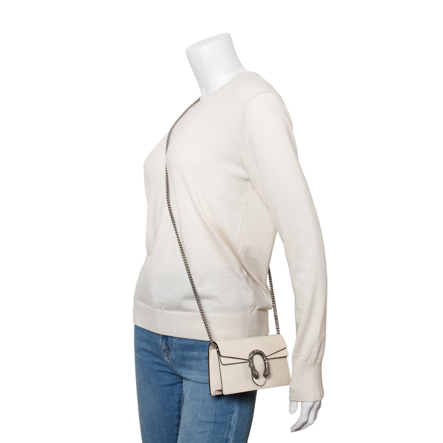 Gucci Dionysus White Leather Dionysus Super Mini Bag w/ Box & Receipt