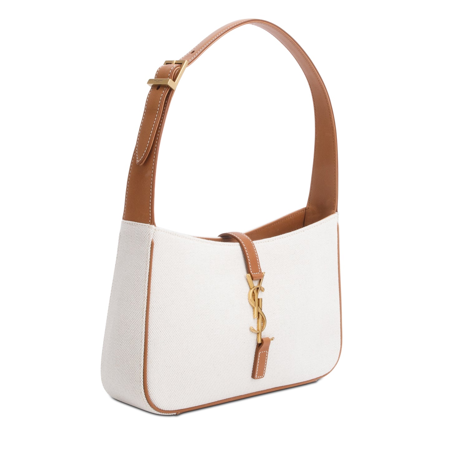 Saint Laurent 2022 White Canvas and Leather Le 5 a 7 Bag