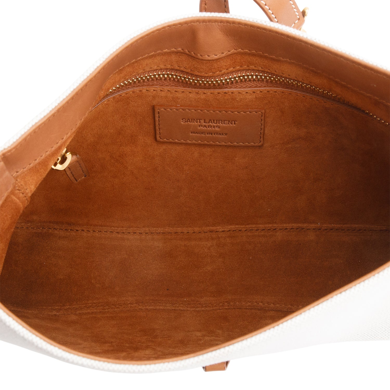 Saint Laurent 2022 White Canvas and Leather Le 5 a 7 Bag