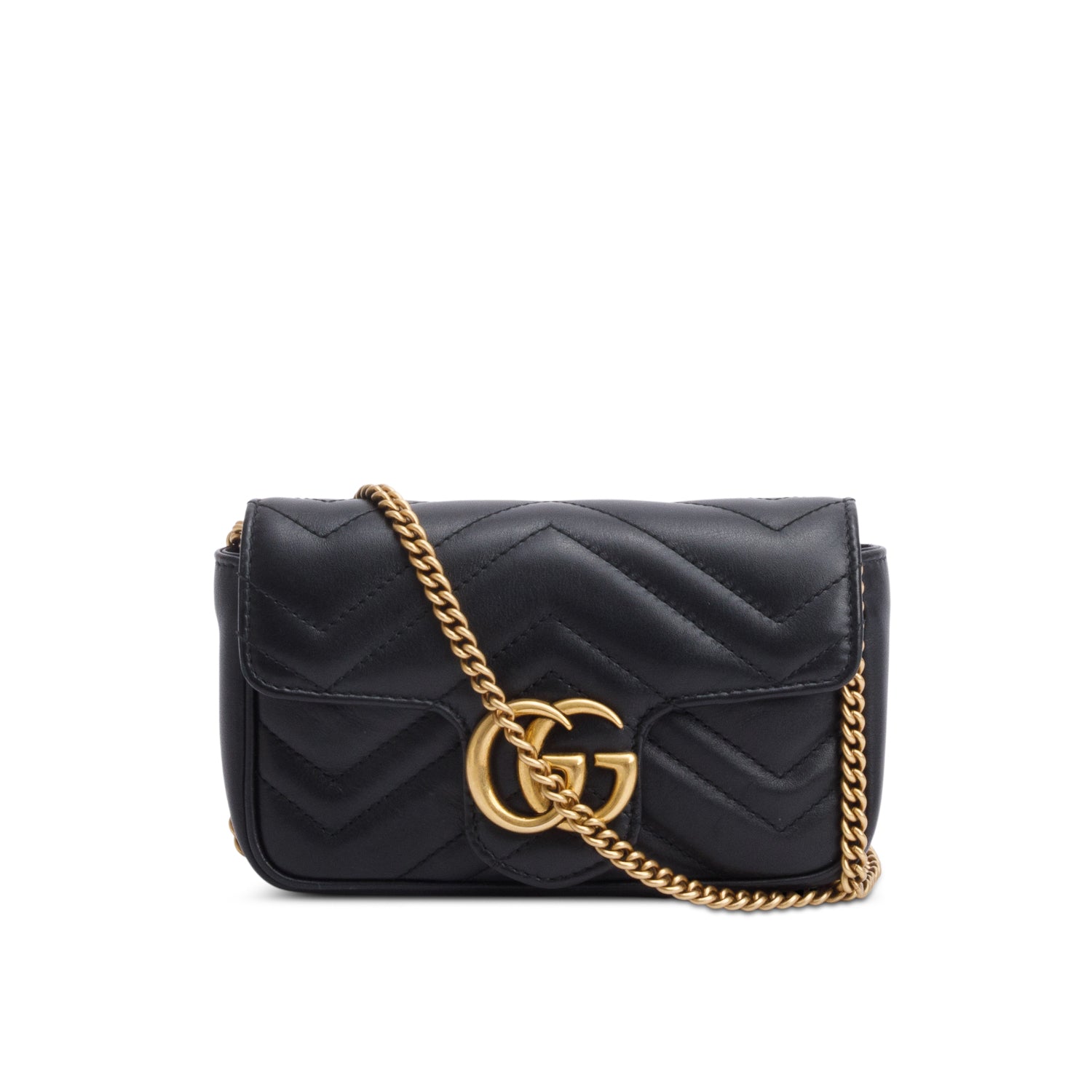 Gucci Black GG Marmont Matelasse Leather Super Mini Bag