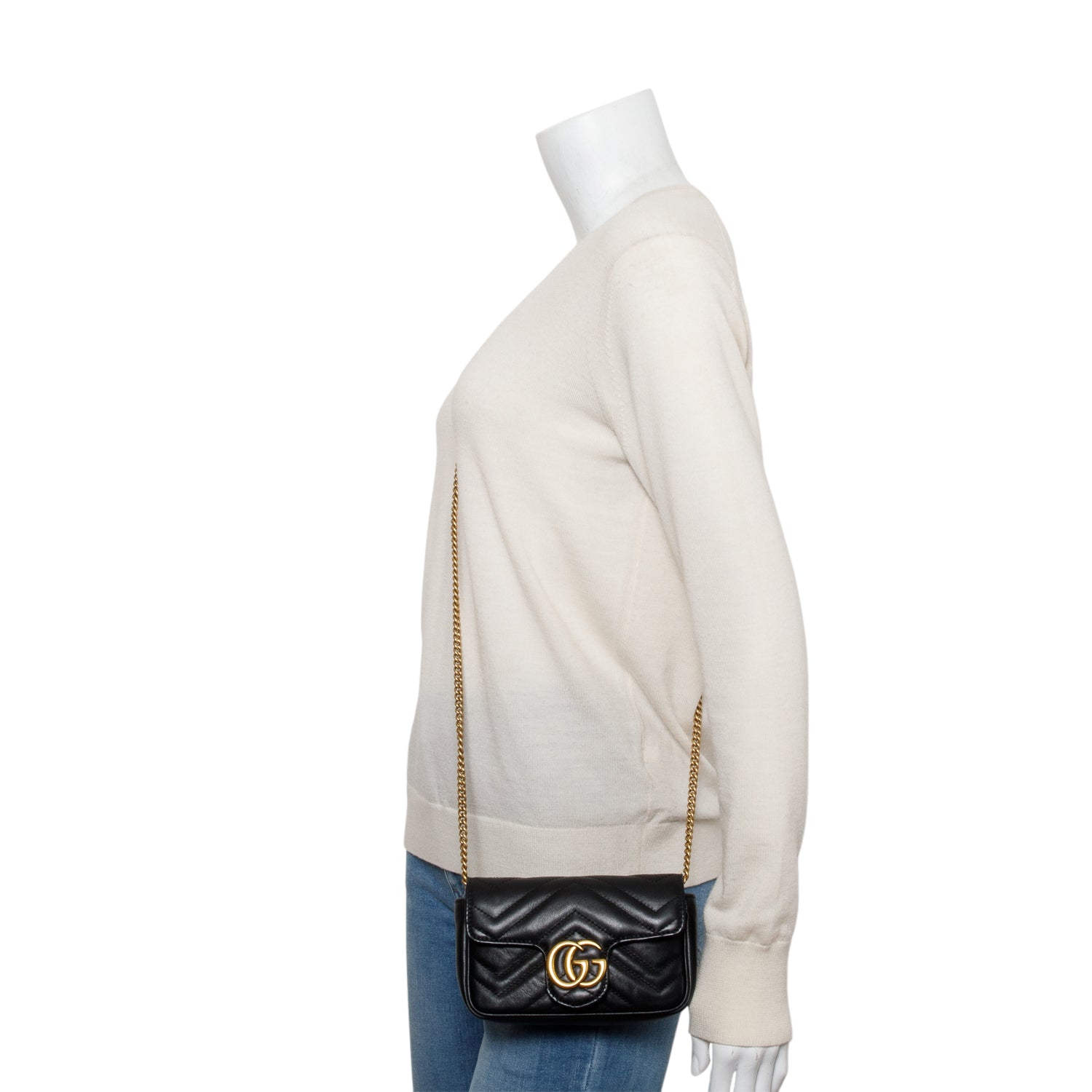 Gucci Black GG Marmont Matelasse Leather Super Mini Bag