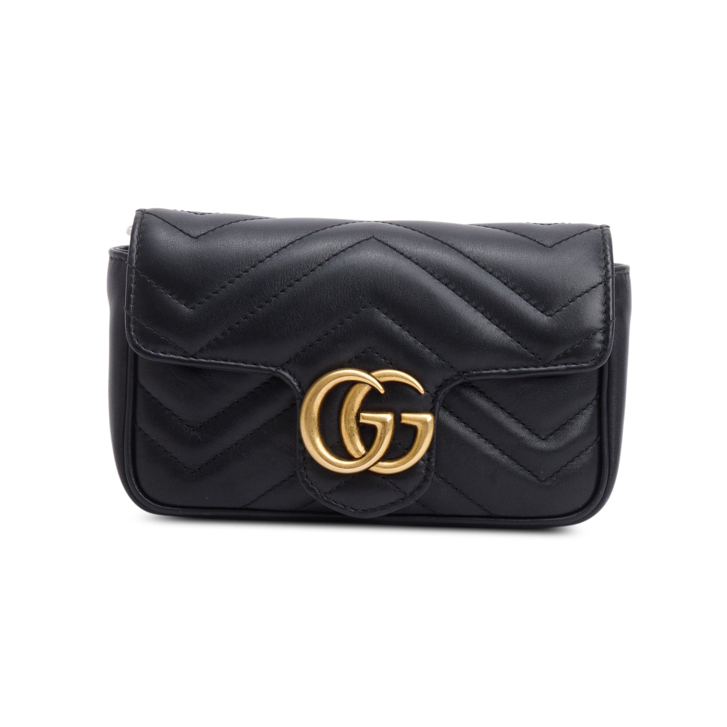 Gucci Black GG Marmont Matelasse Leather Super Mini Bag