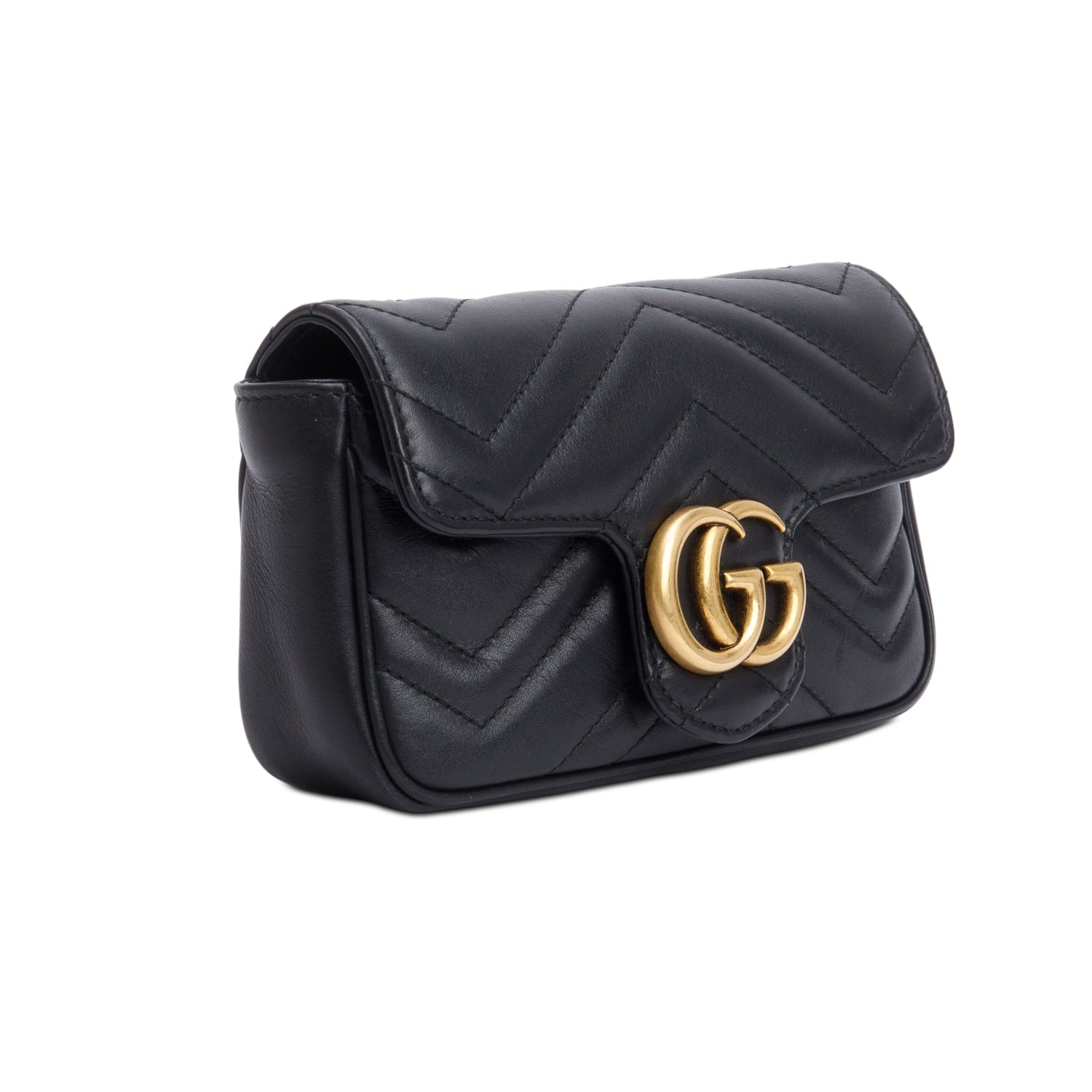 Gucci Black GG Marmont Matelasse Leather Super Mini Bag