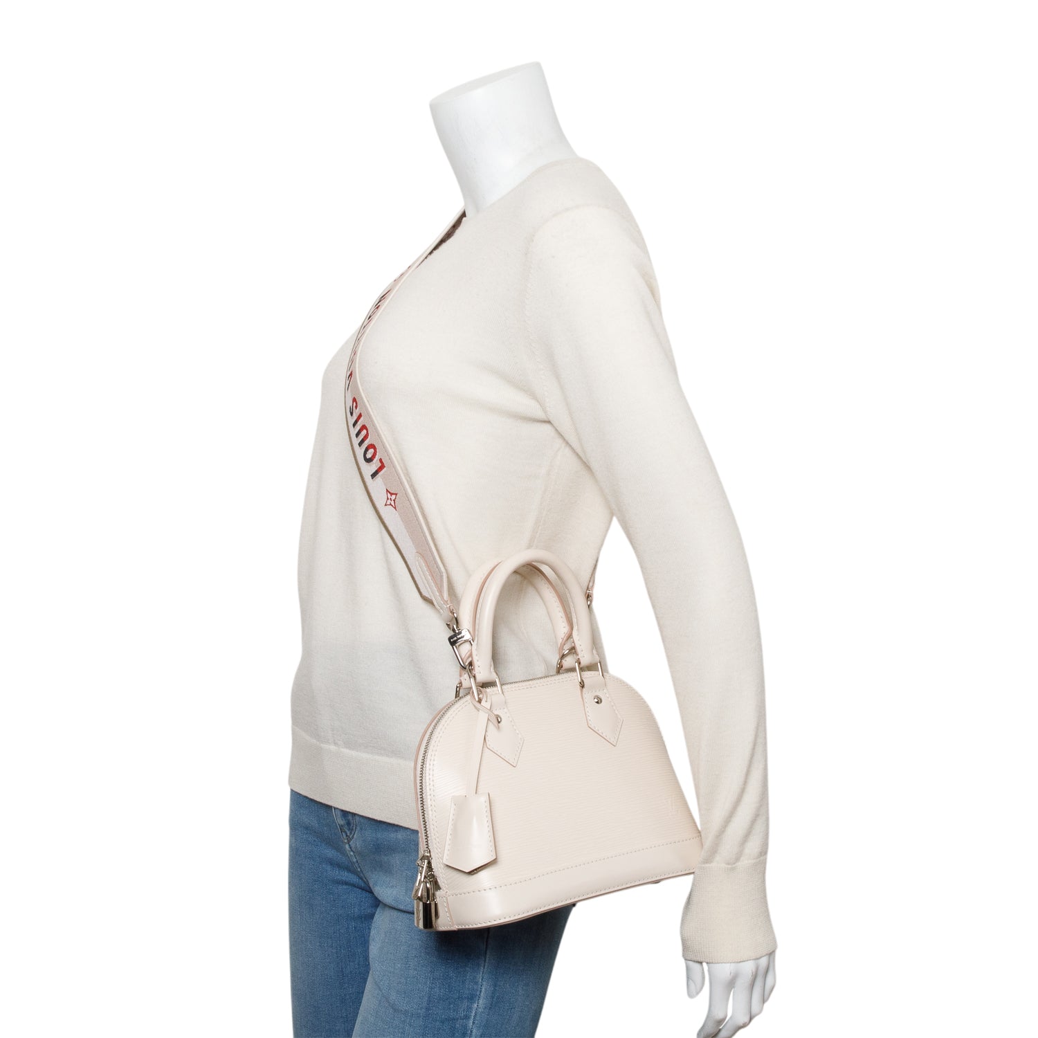 Louis Vuitton White Epi Leather Alma BB w/ Strap