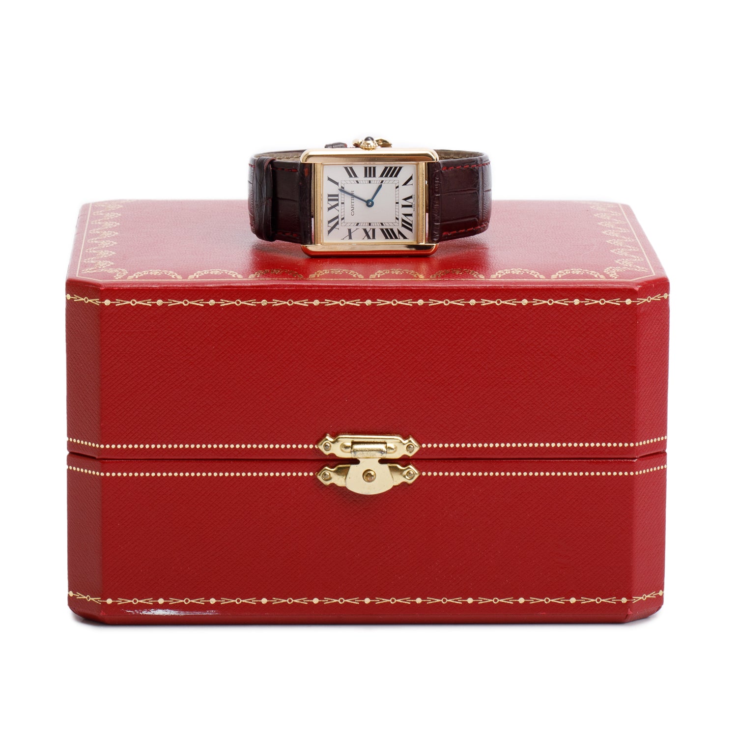 Cartier 18k Yellow Gold & Stainless Steel Tank Solo Quartz Watch, Large Model 3167 w/ Box