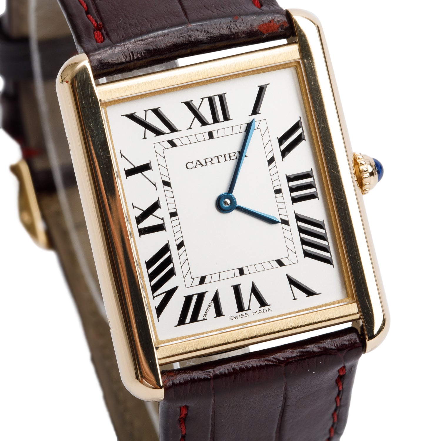 Cartier 18k Yellow Gold & Stainless Steel Tank Solo Quartz Watch, Large Model 3167 w/ Box