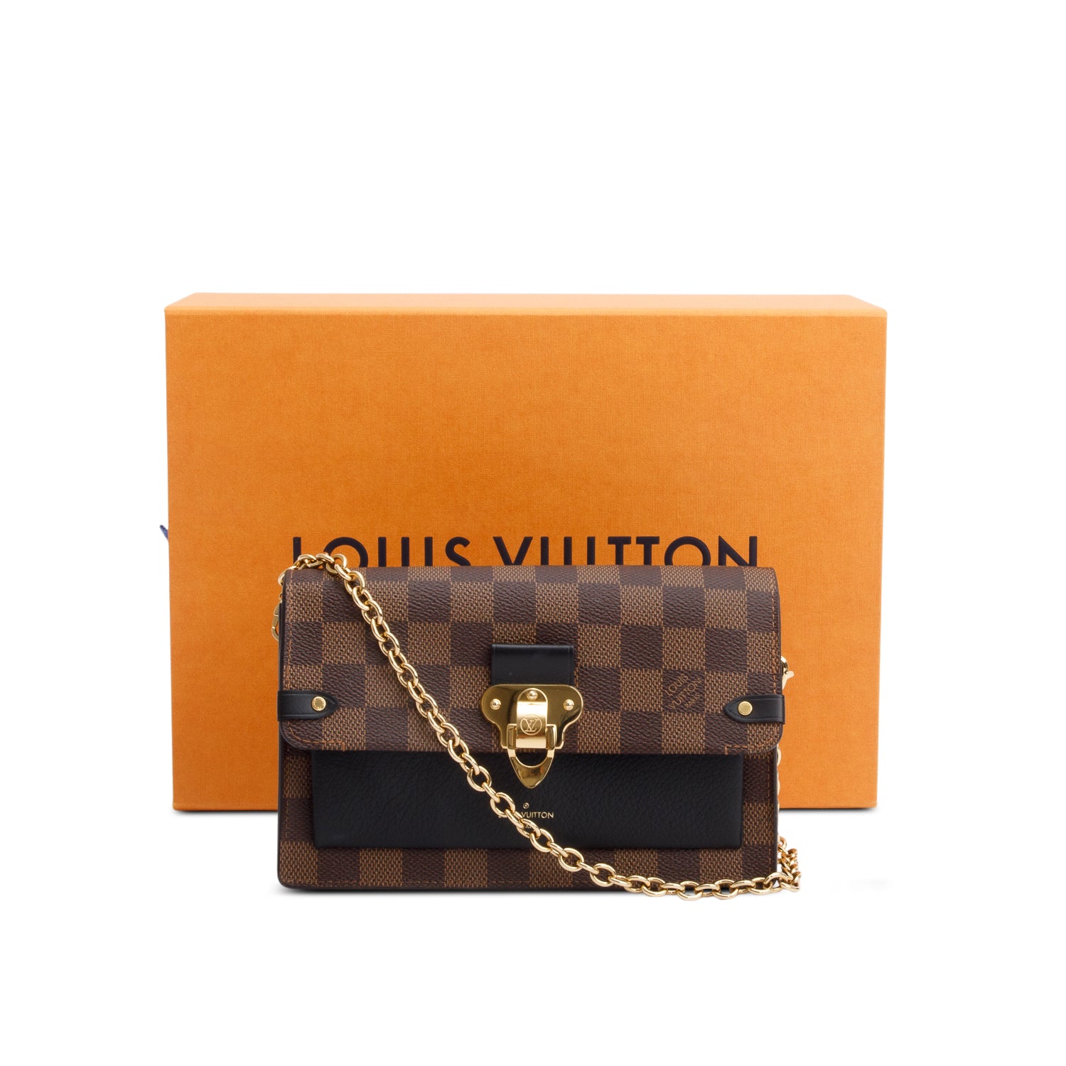 Louis Vuitton 2022 Damier Ebene Vavin Chain Wallet w/ Box & Receipt