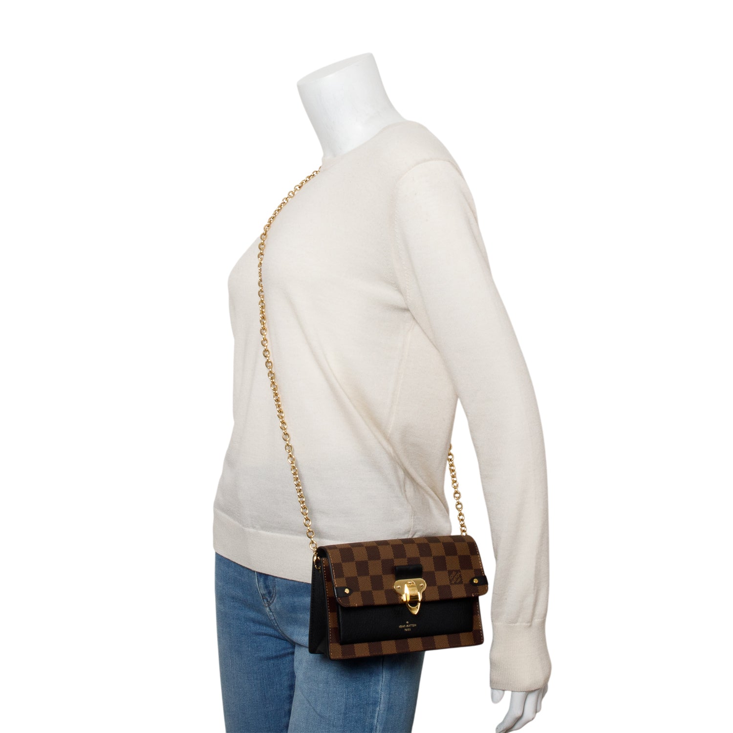 Louis Vuitton 2022 Damier Ebene Vavin Chain Wallet w/ Box & Receipt