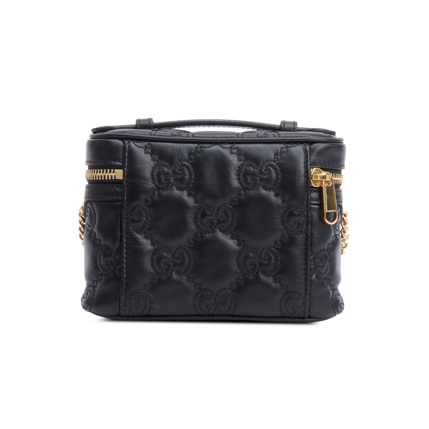 Gucci Black Calfskin GG Matelasse Leather Mini Top Handle Bag w/ Box