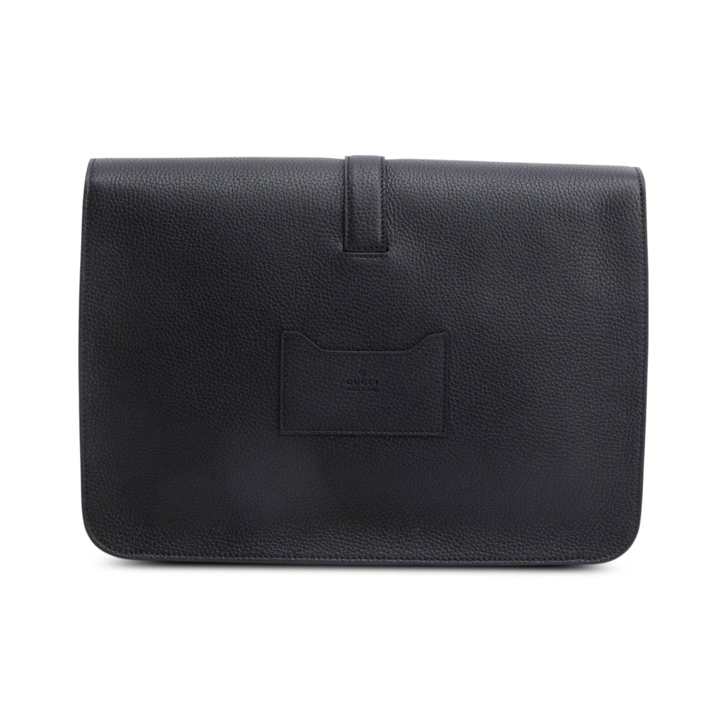 Gucci Black Calfskin Leather Web Medium Business Case