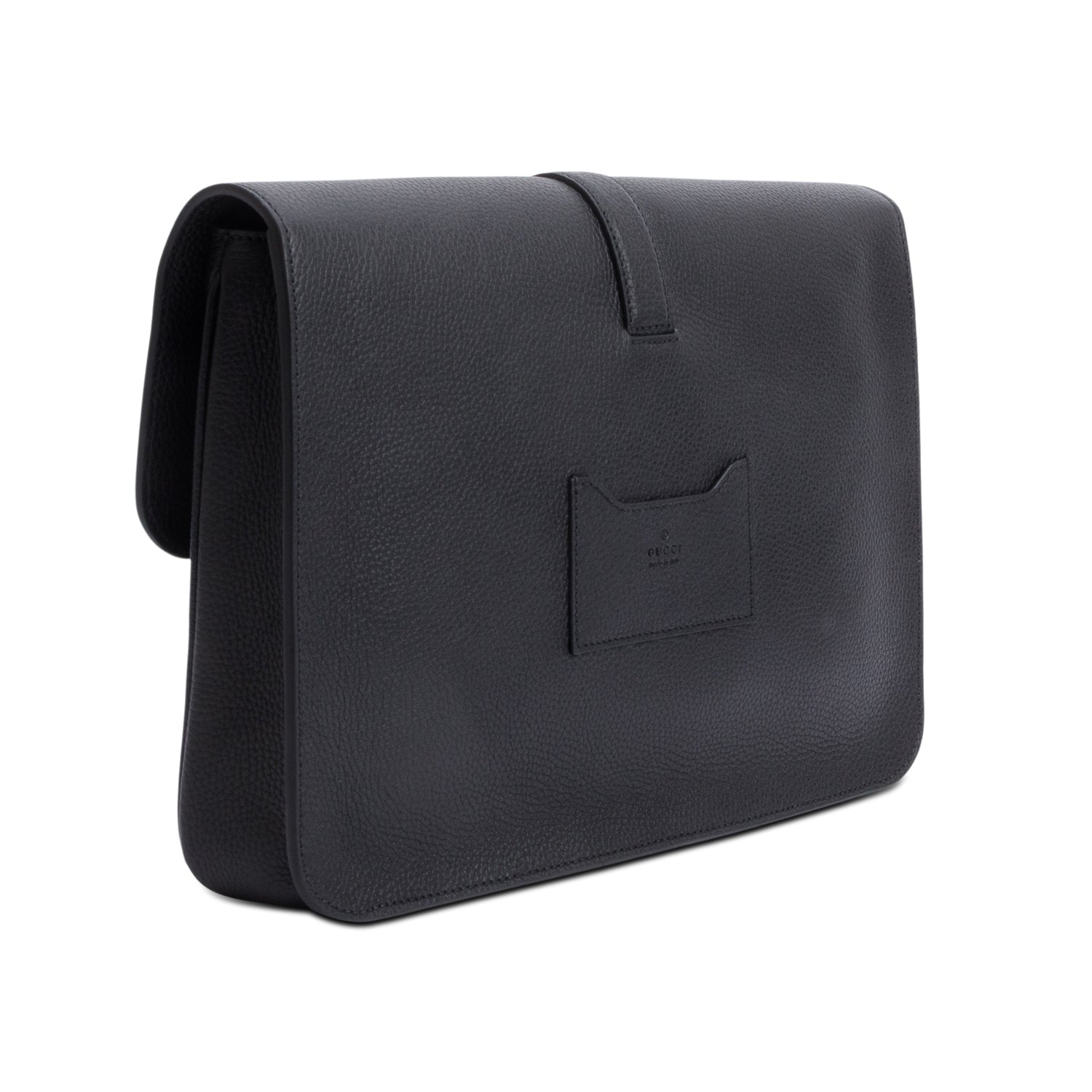 Gucci Black Calfskin Leather Web Medium Business Case