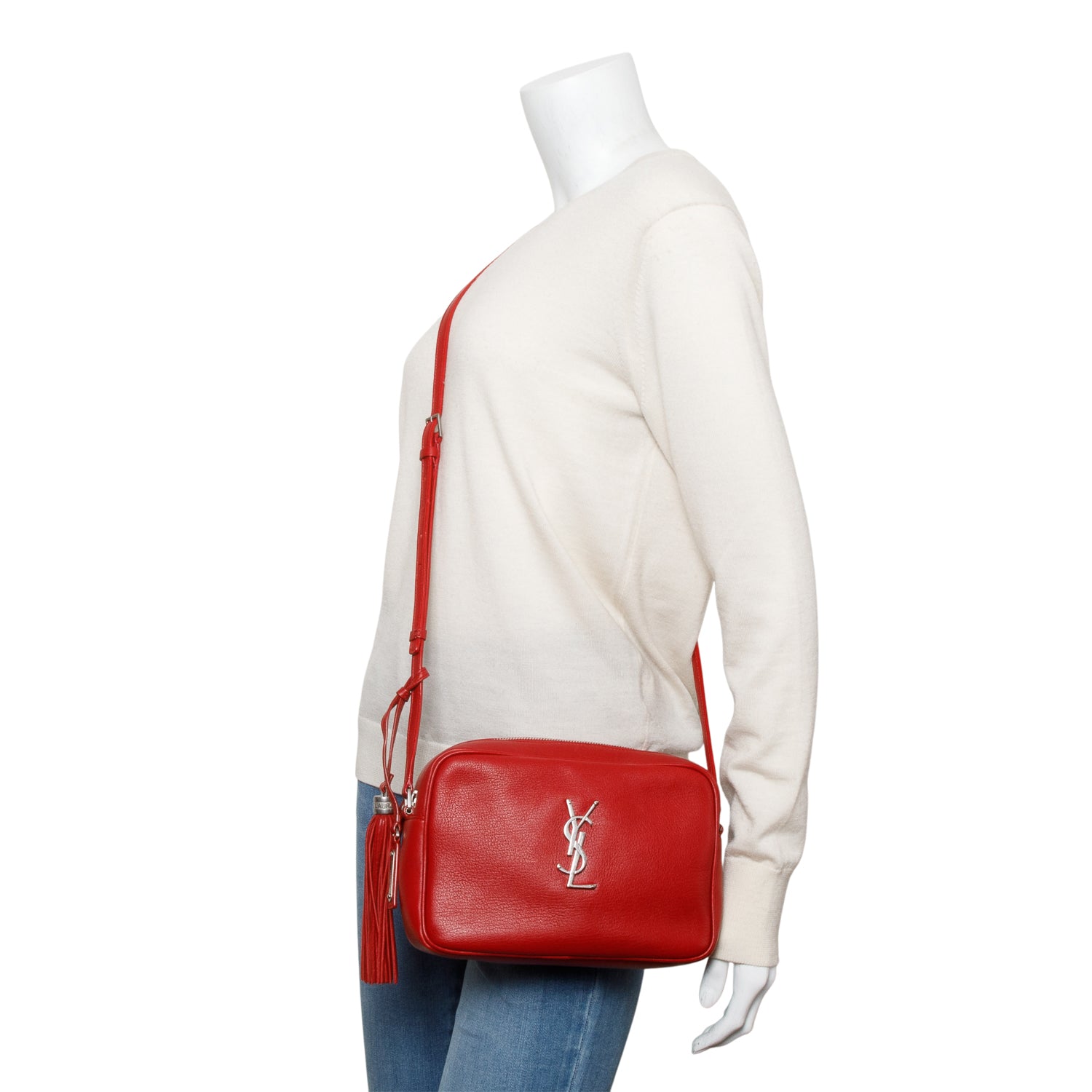 Saint Laurent Red Leather Lou Camera Bag