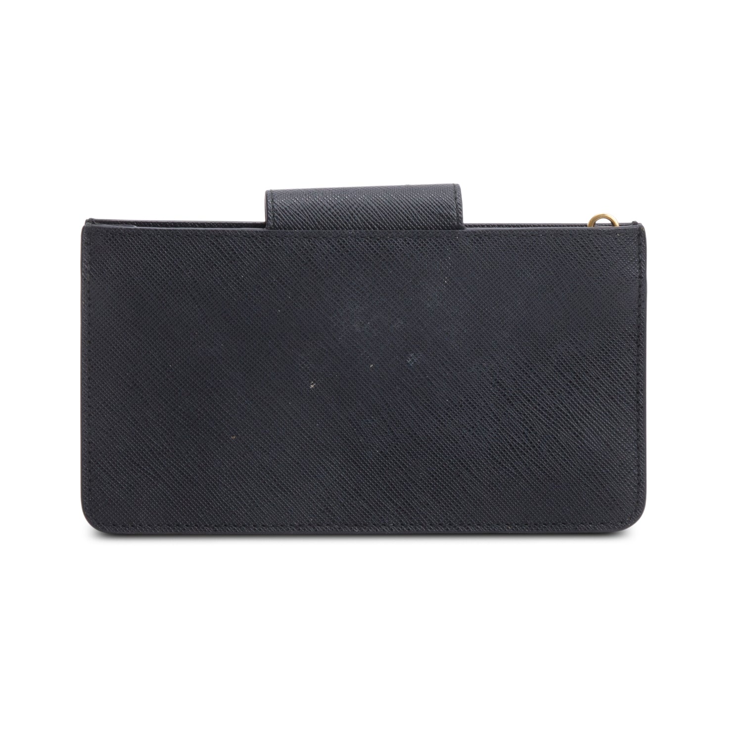 Prada Black Saffiano Metal Leather Wristlet Wallet